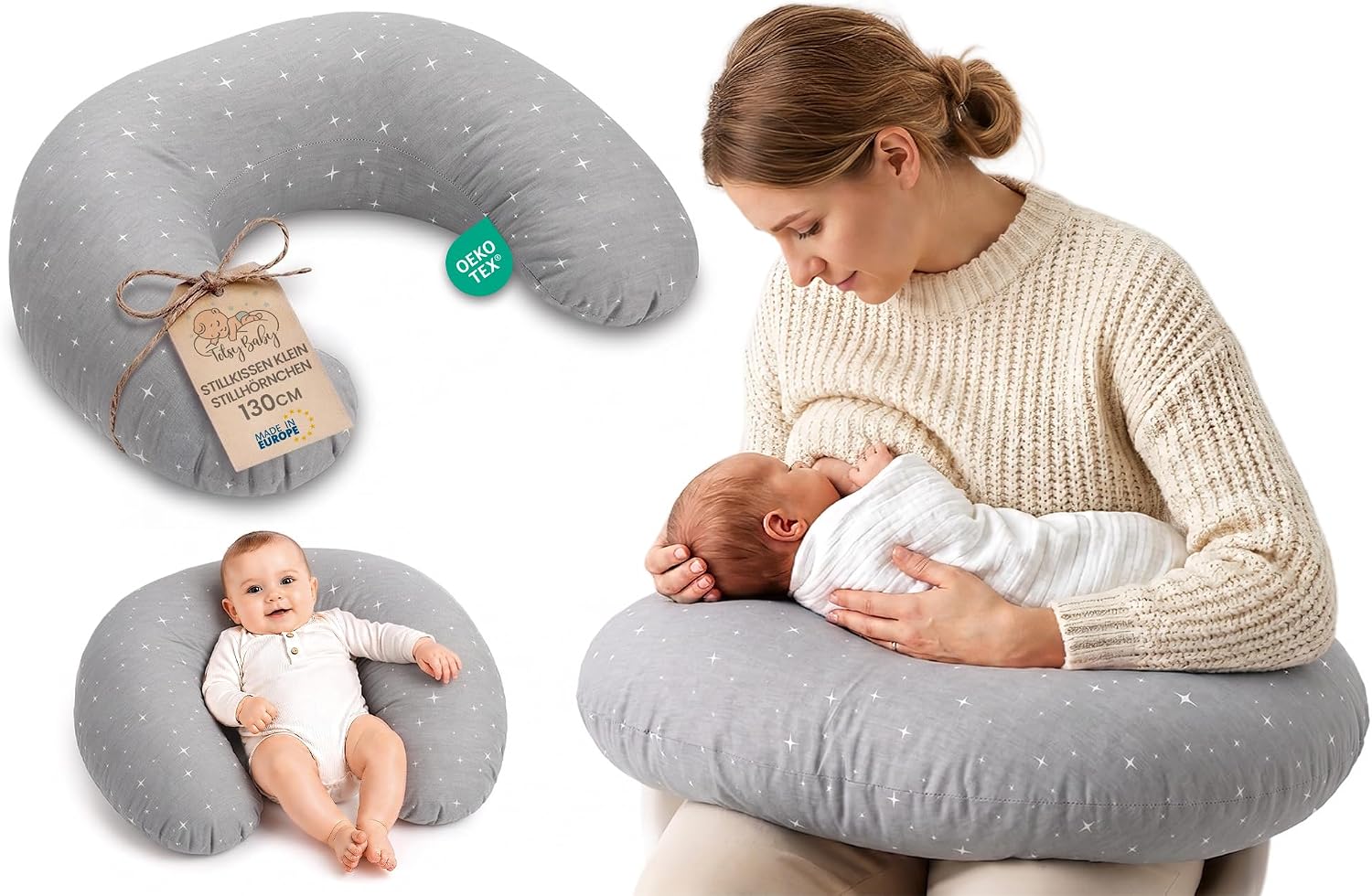 Thumbnail 6 de Totsy Baby Stillkissen klein Mond Bouclé 130 cm – ergonomisch geformtes Stillkissen mit OEKO-TEX