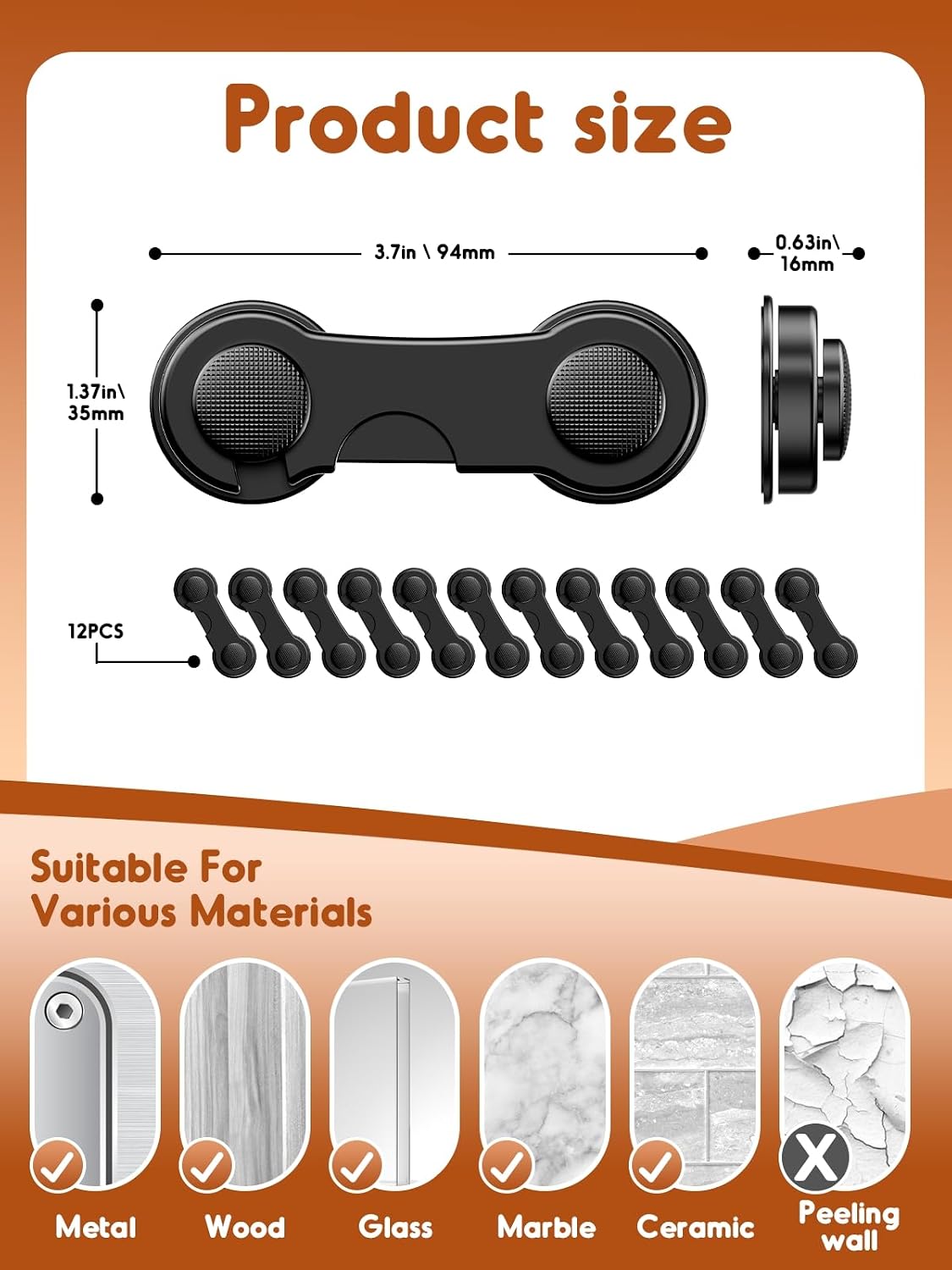 Thumbnail 4 de Septeamay Cupboard Locks for Children (12 Pack) – adhesive child safety locks for kitchen cupboards, drawers and fridge doors