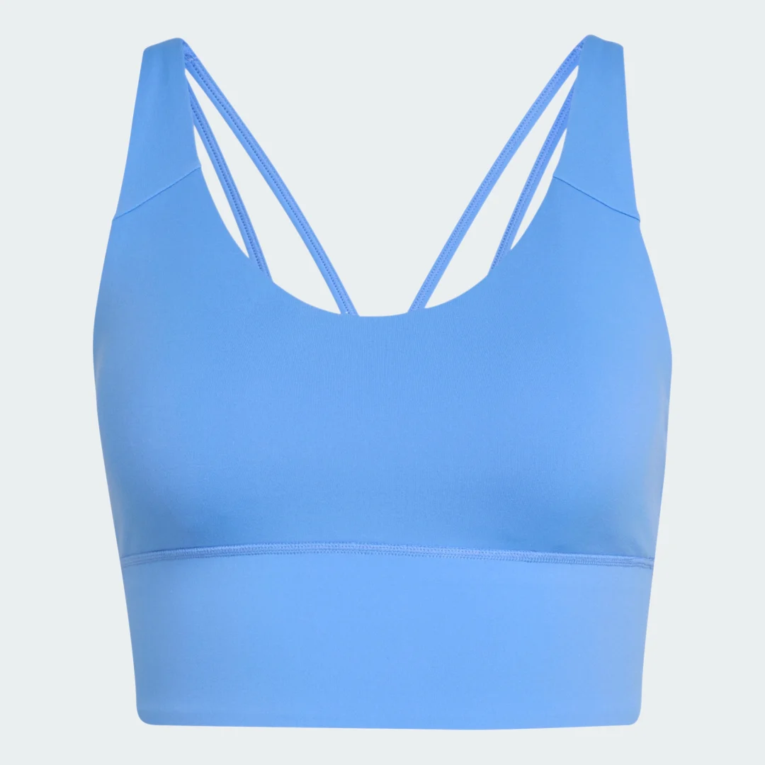 Detalle de Sujetador para poco impacto 3 Stripes Studio All Me de Adidas – Azul