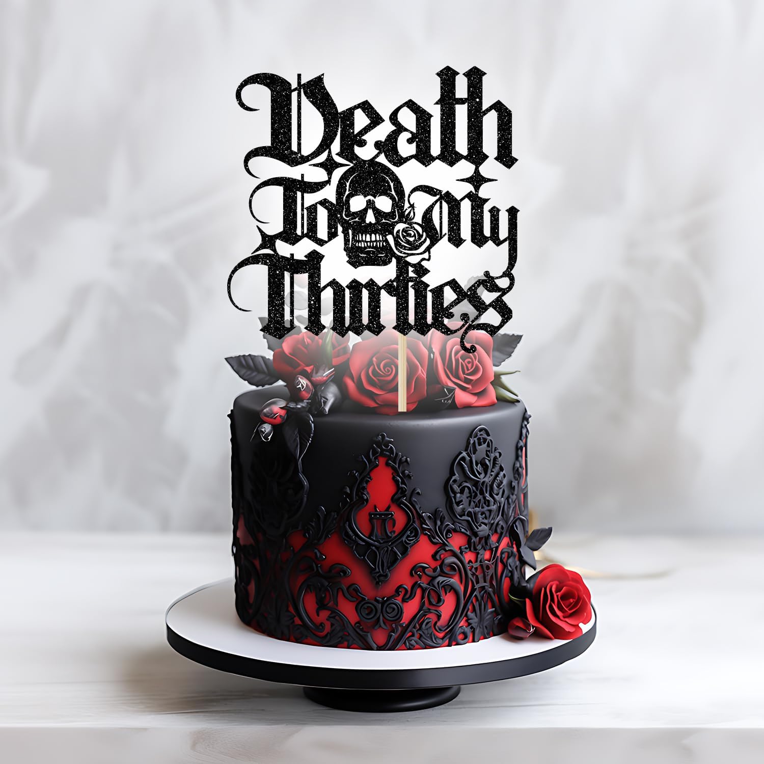 Thumbnail 4 de Black Glitter Cake Topper