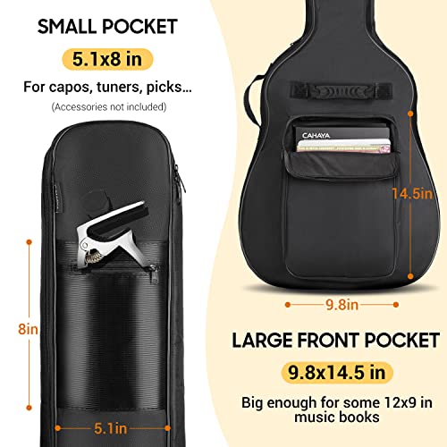 Detalle de CAHAYA 41 In Acoustic Guitar Bag CY0152: Durable 0.35in Padding, Water-Resistant Gig Bag