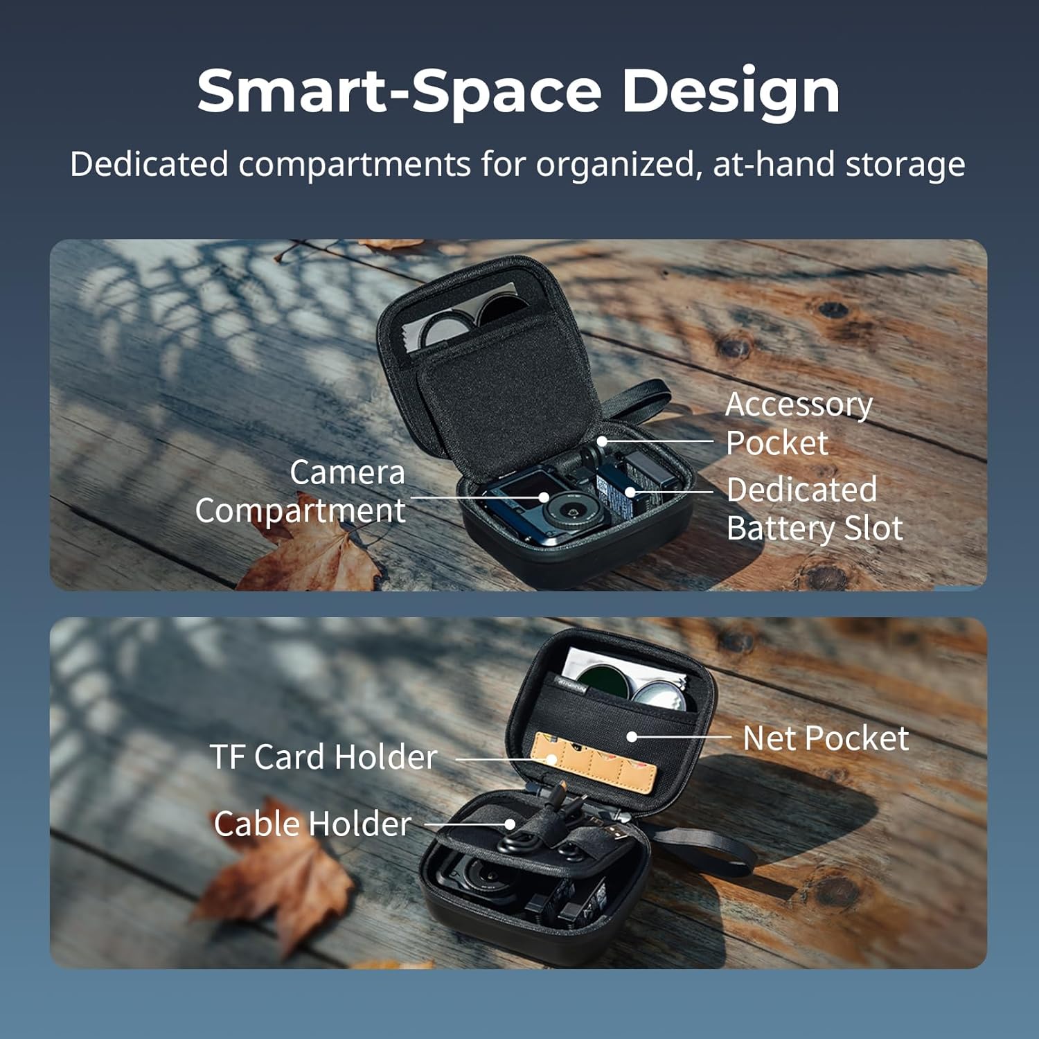 Detalle de SMALLRIG Sac Étui Caméra d'action pour DJI Osmo Action 6/5 Pro et GoPro/Hero 13-9 – Organisation 360°