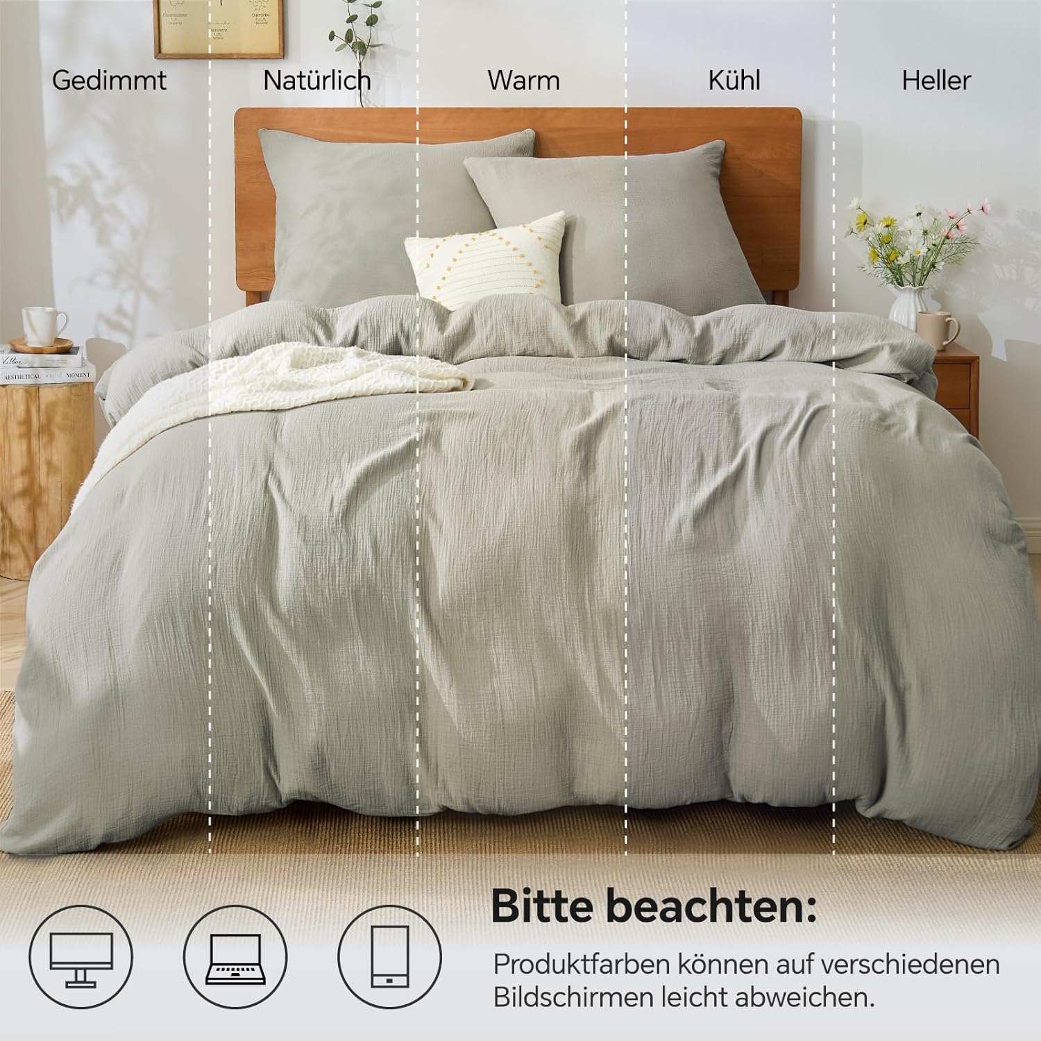 Thumbnail 3 de BEDELITE Musselin Bettwäsche 200x220 Baumwolle