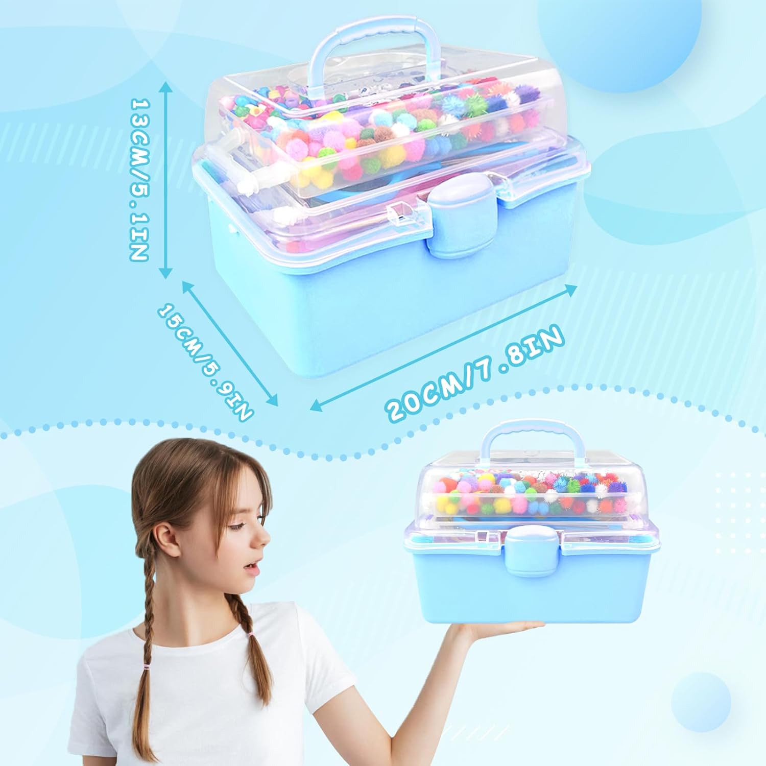Thumbnail 6 de BNUZEIYI 3000-piece Kids Craft Kit in a storage box (blue) for ages 4–6, 6–8, 8–12