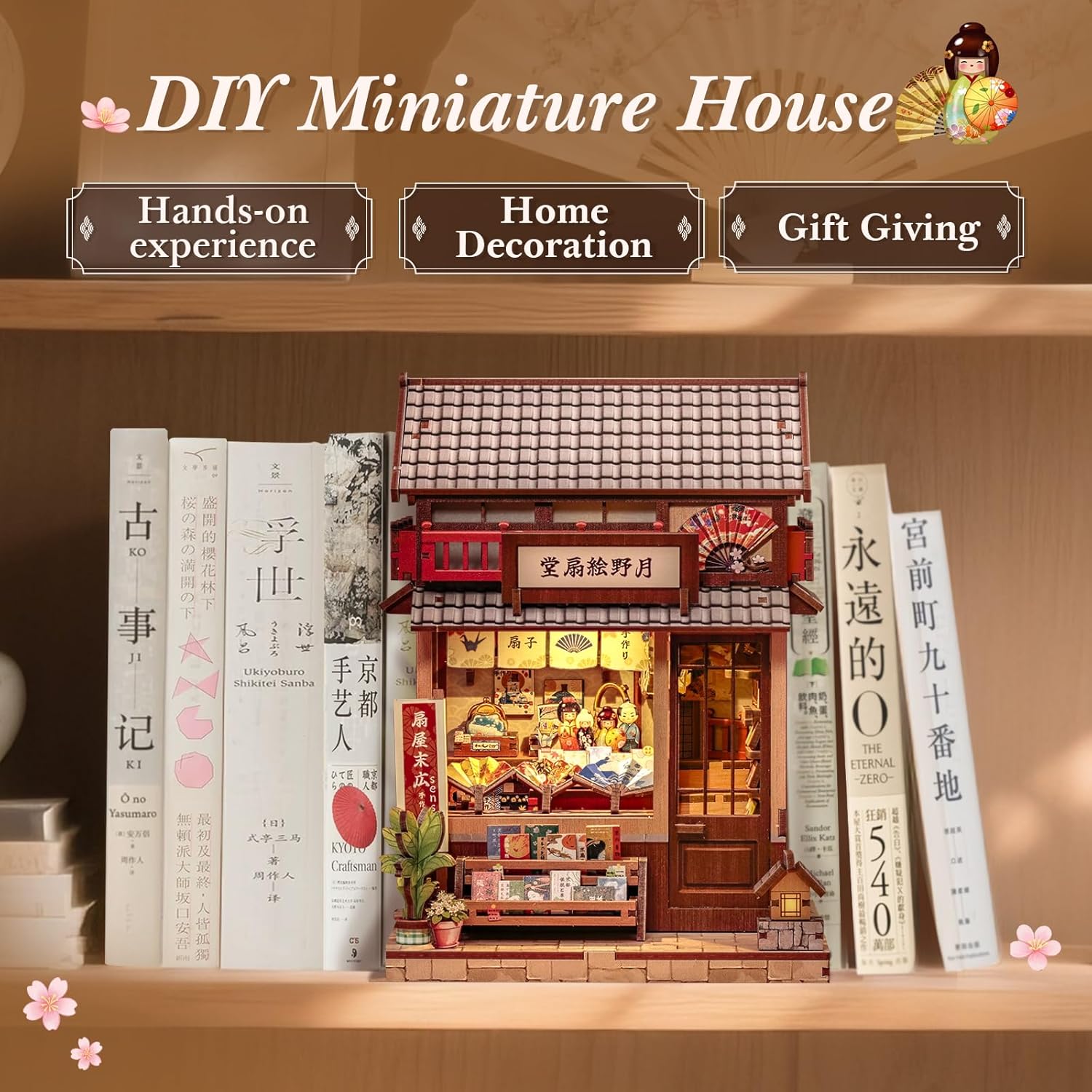 Detalle de CUTEBEE Book Nook Kit Casa en miniatura con LED