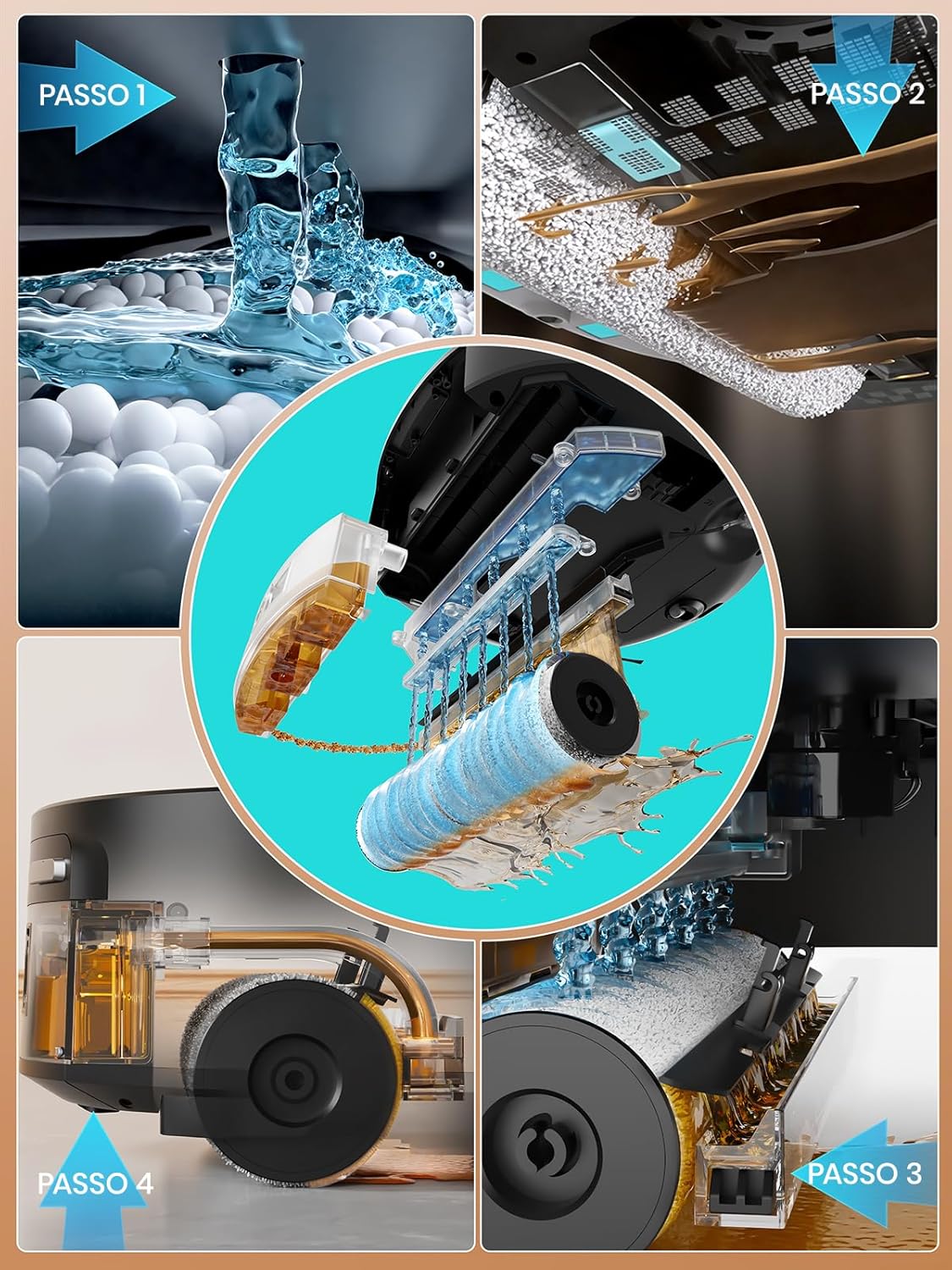 Detalle de Lefant M210PRO OMNI: robot aspirapolvere lavapavimenti con mappatura e rullo autopulente
