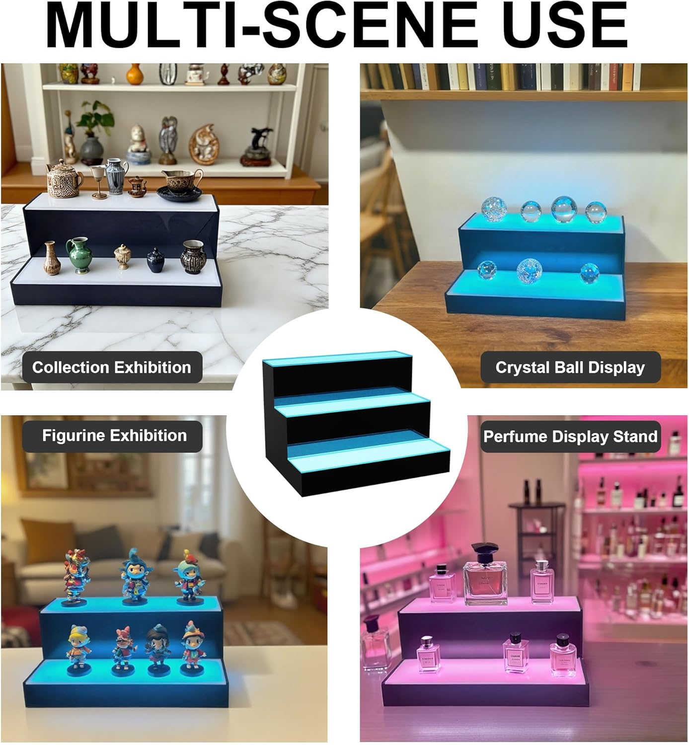 Thumbnail 6 de MESAILUP 30-Inch 3-Tier Lighted Liquor Bottle Display Shelf