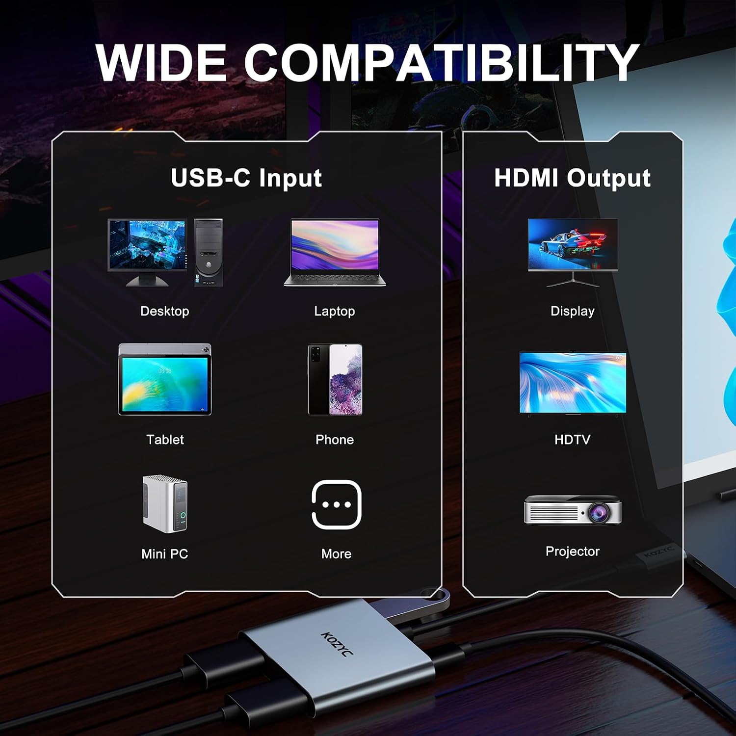 Thumbnail 5 de KOZYC Adaptador USB C a HDMI Dual 4 en 1