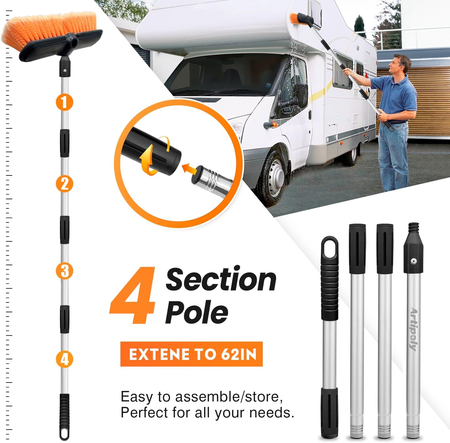 Detalle 2 de ARTIPOLY 65" Car Wash Brush with Long Handle