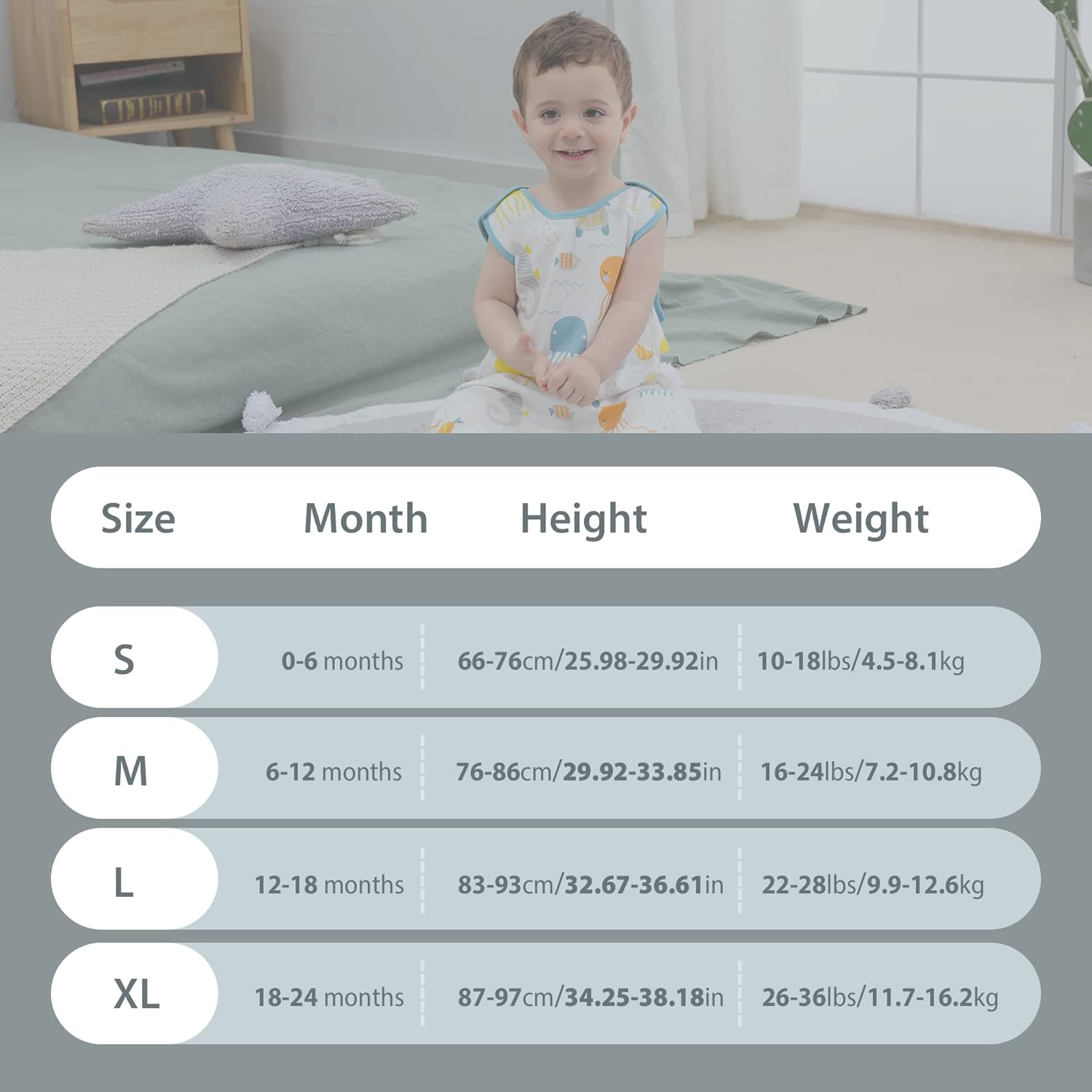 Thumbnail 4 de Mosebears Sacco Nanna in Morbido Cotone per Neonati 18-24 mesi (0,5 Tog) con Zip Doppia