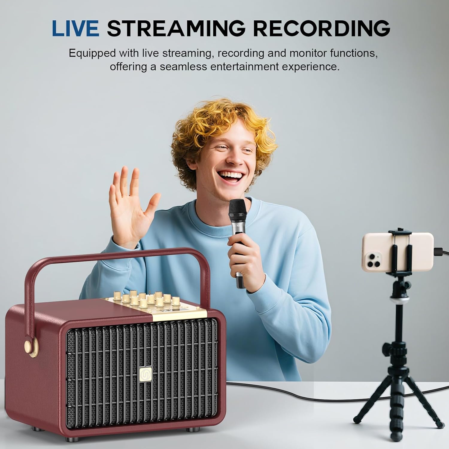 Thumbnail 6 de SUPNIU 320W Peak Power Karaoke Machine with 2 UHF Wireless Microphones – Portable Bluetooth PA Speaker for Home & Outdoor