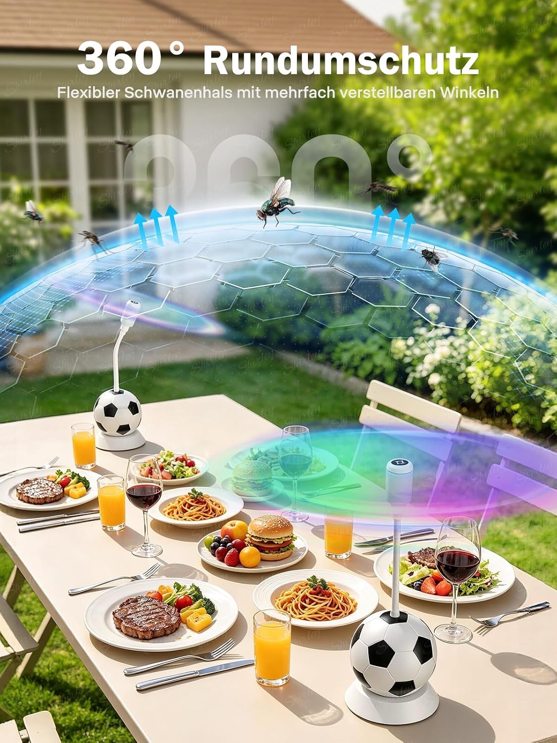 Thumbnail 1 de Fliegenwedler 2er-Pack: Tragbarer Fliegen- und Mückenvertreiber für Tisch, Terrasse und Gastronomie
