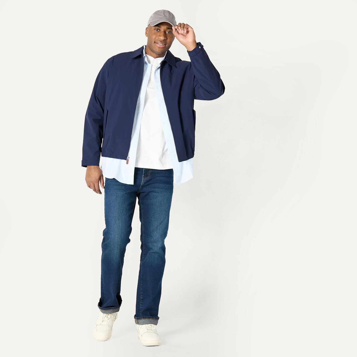 Detalle 2 de Amazon Essentials Men's Relaxed-Fit Lightweight Stretch Zip-Up Bomber Jacket