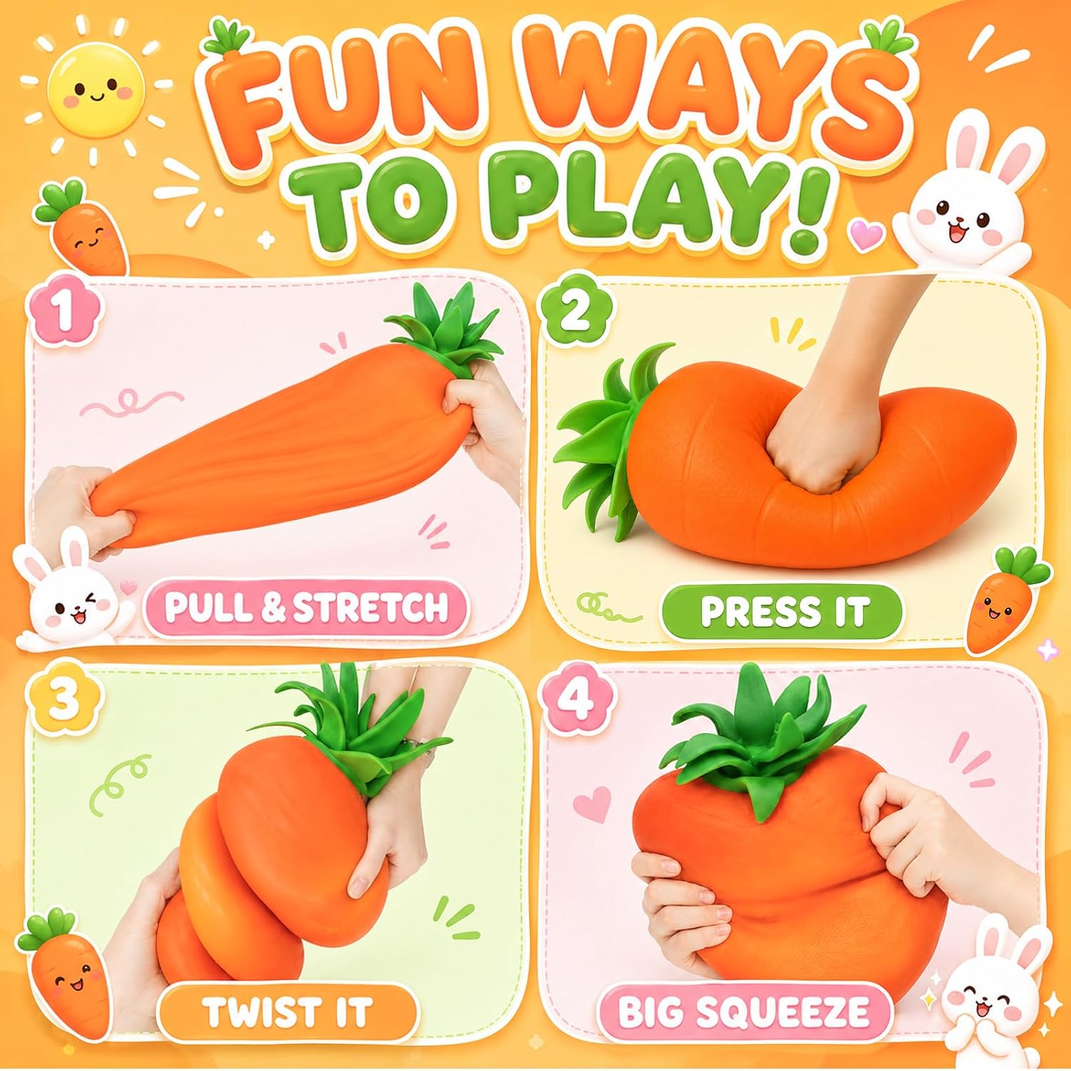 Detalle de TNOIE mianfen-shucai 10-Inch Jumbo Carrot Squishy Fidget Toy