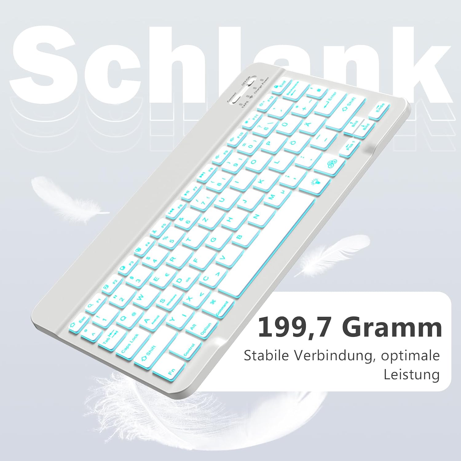 Detalle 2 de Vobafe Bluetooth Tastatur QWERTZ mit Halter