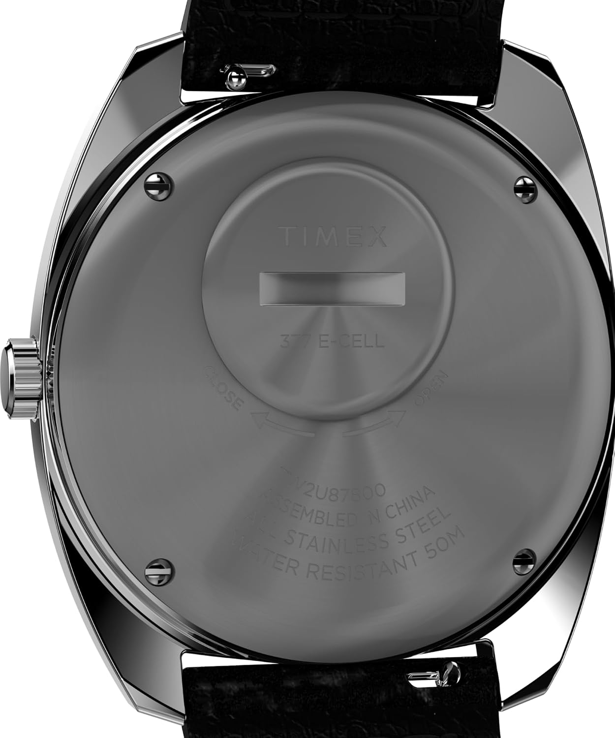 Detalle de Timex TW2W44700ZV Q Timex 1978 Reissue Watch, Green Dial, Leather Strap