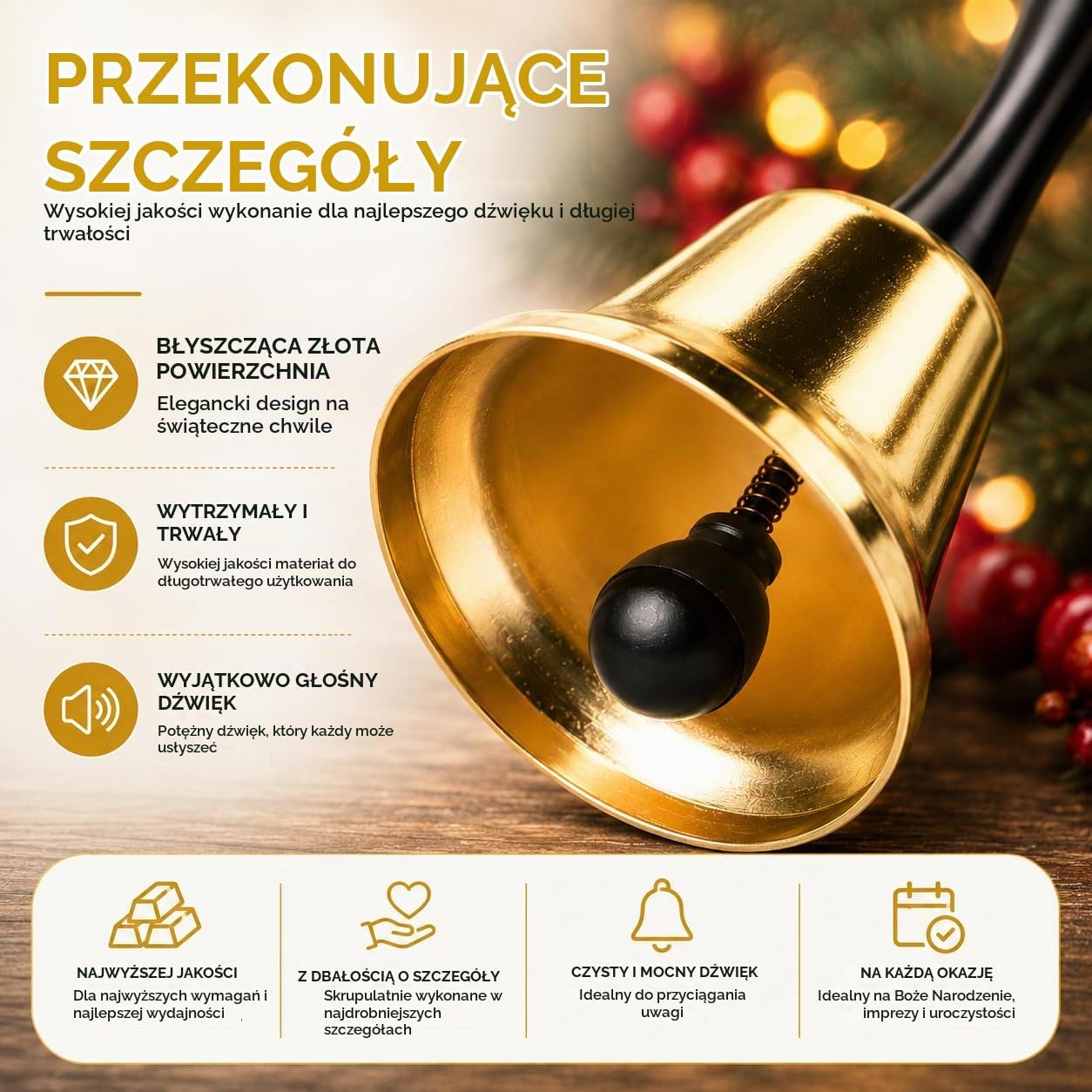 Detalle de TK Gruppe Timo Klingler – złoty dzwonek bożonarodzeniowy do stroju Mikołaja