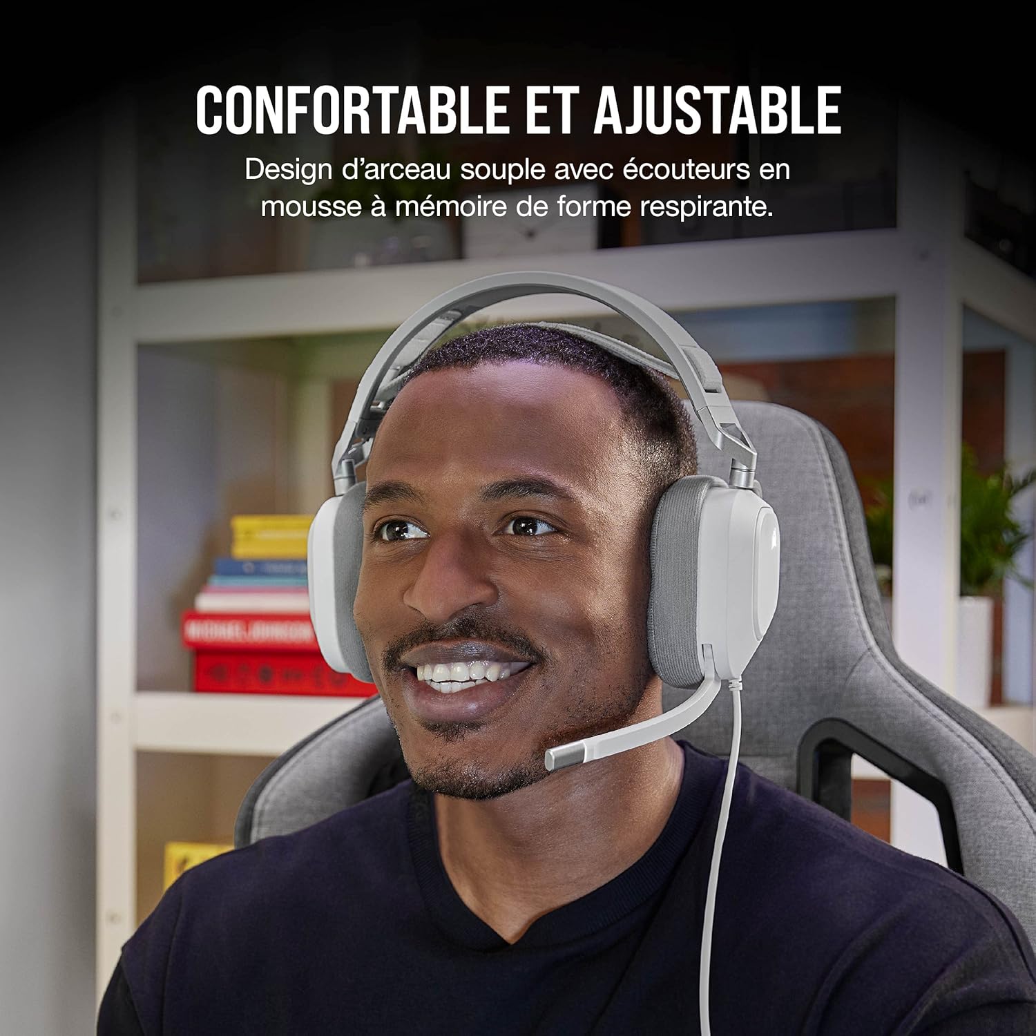 Thumbnail 3 de Corsair HS80 RGB USB – Casque Gaming Premium avec Dolby Son Surround 7.1 (Blanc)