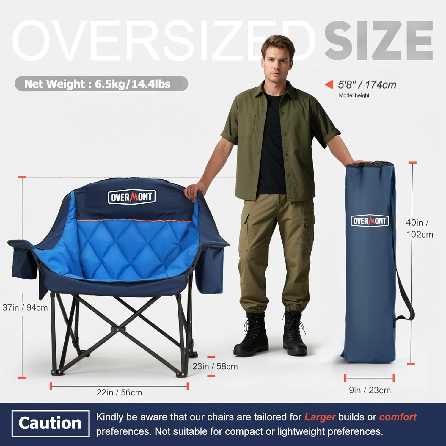 Detalle de Overmont Oversized XL Camping Chair 37 in