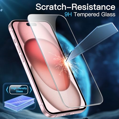Detalle de JETech Pellicola Protettiva per iPhone 15, 2 Pezzi