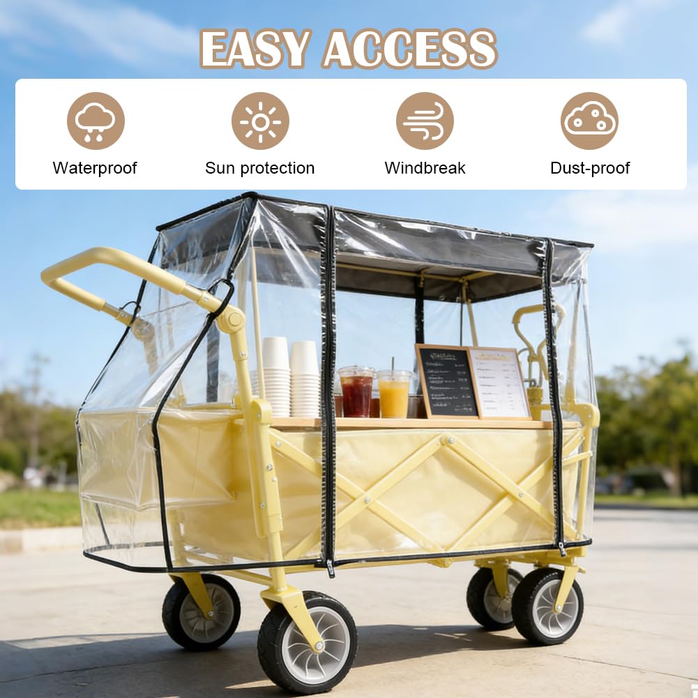 Detalle de Bollerwagen Regenschutz Universal 115x75x51 cm – Transparente Abdeckung mit Reißverschluss