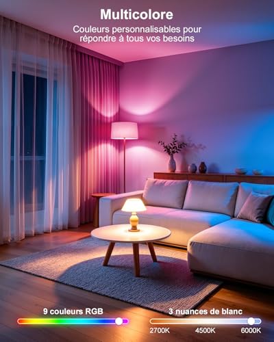 Detalle 2 de DUSKTEC Ampoule LED RGBW E27 12W avec Télécommande — Éclairage intelligent sans WiFi