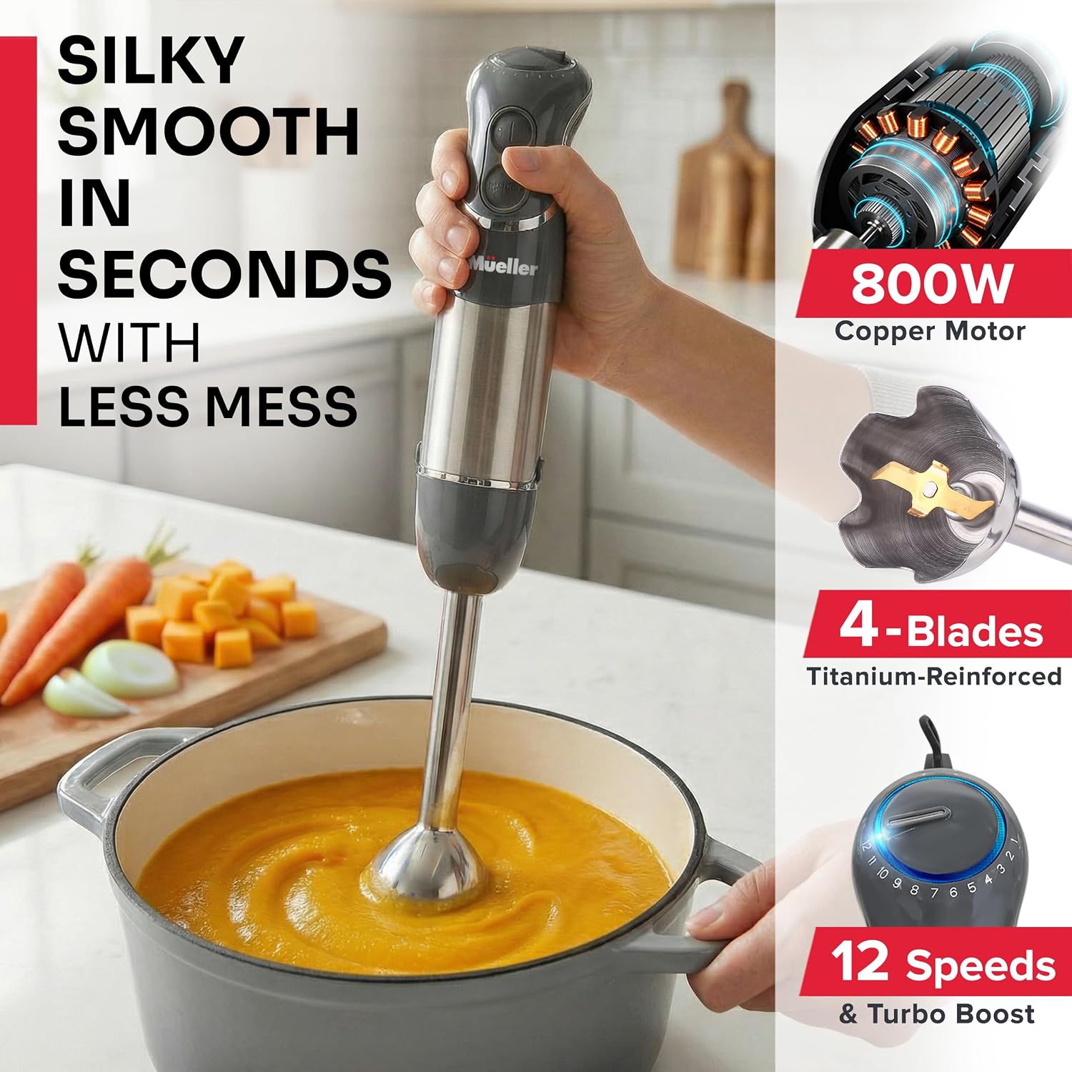 Thumbnail 1 de Mueller Immersion Blender 12-Speed