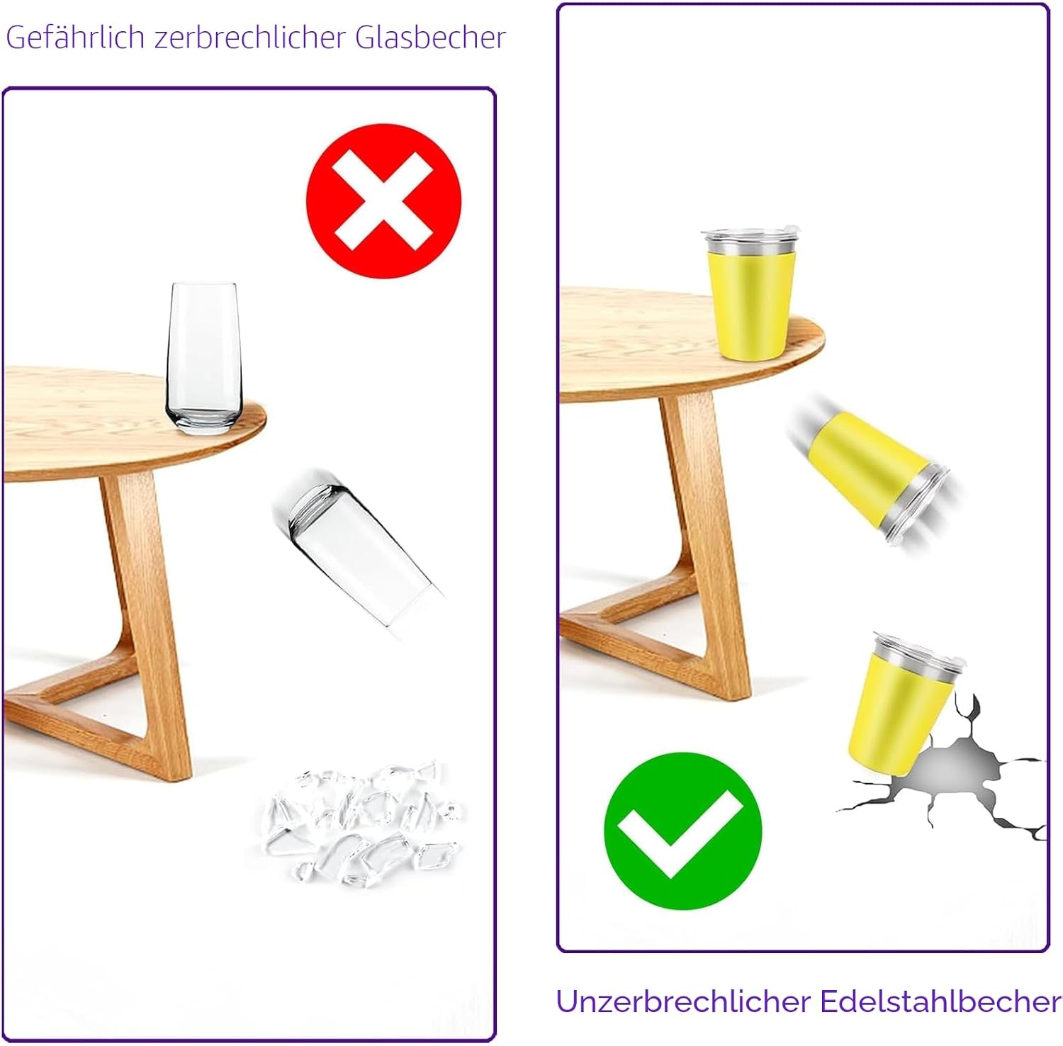Thumbnail 4 de Hikrxya Edelstahl Trinkbecher 350 ml 5 Stück