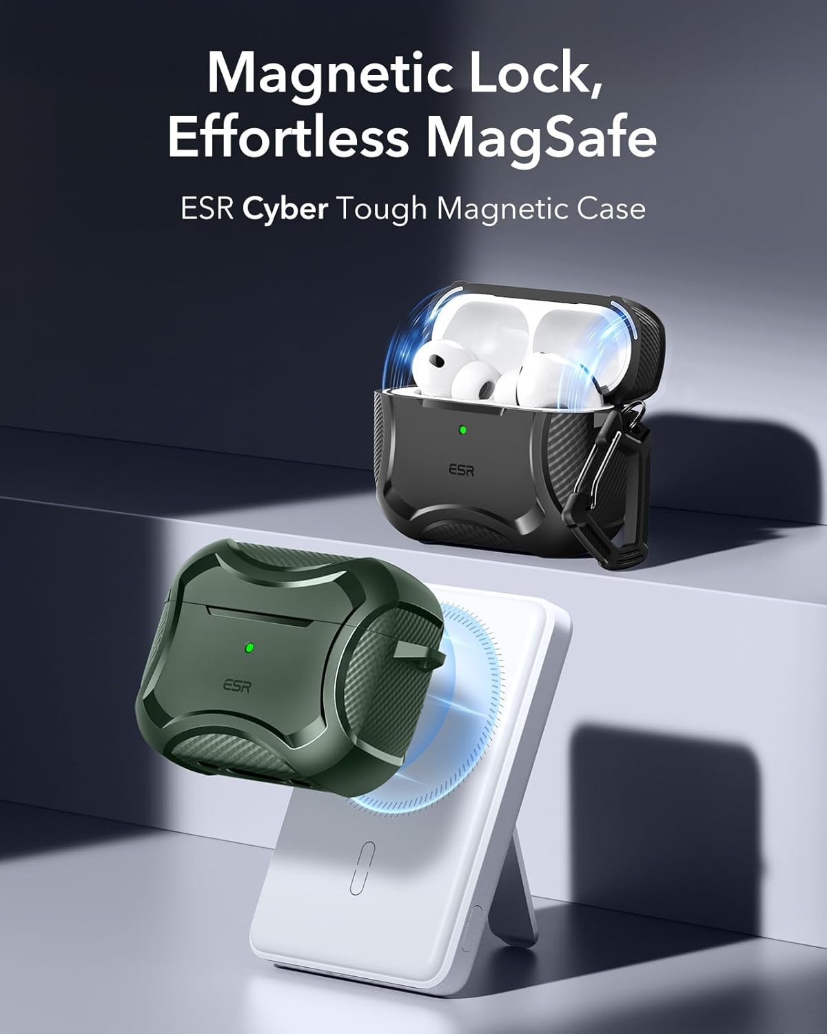 Thumbnail 2 de ESR Coque pour AirPods Pro 3 (2025) avec verrouillage magnétique et MagSafe, Vert
