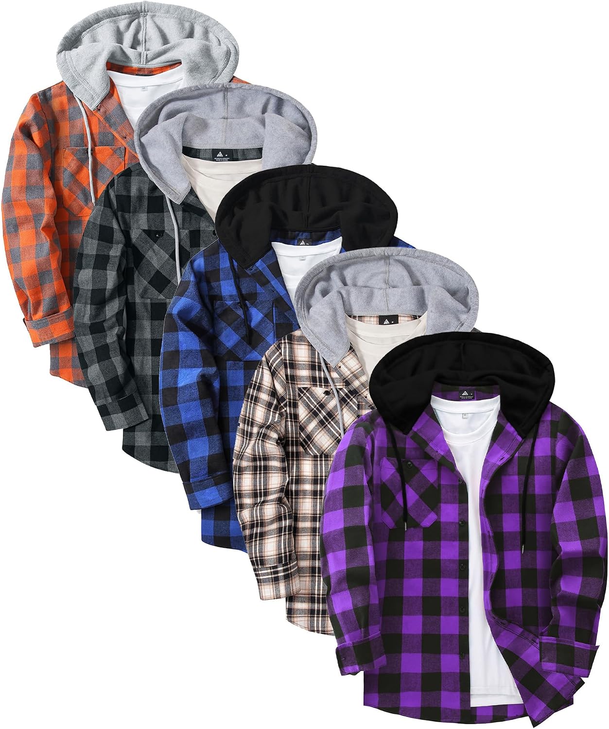 Thumbnail 6 de 5 Pack Men's Flannel Shirt Plaid Hoodie, Long Sleeve