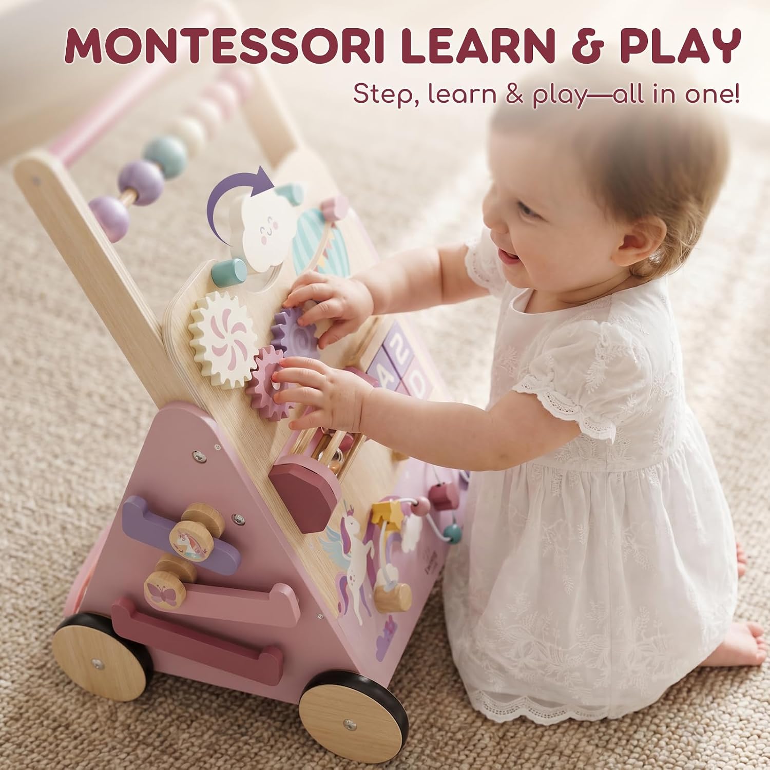 Thumbnail 6 de Lehoo Castle BW-002 Unicorn Wooden Baby Walker with Adjustable Speed and Activity Center