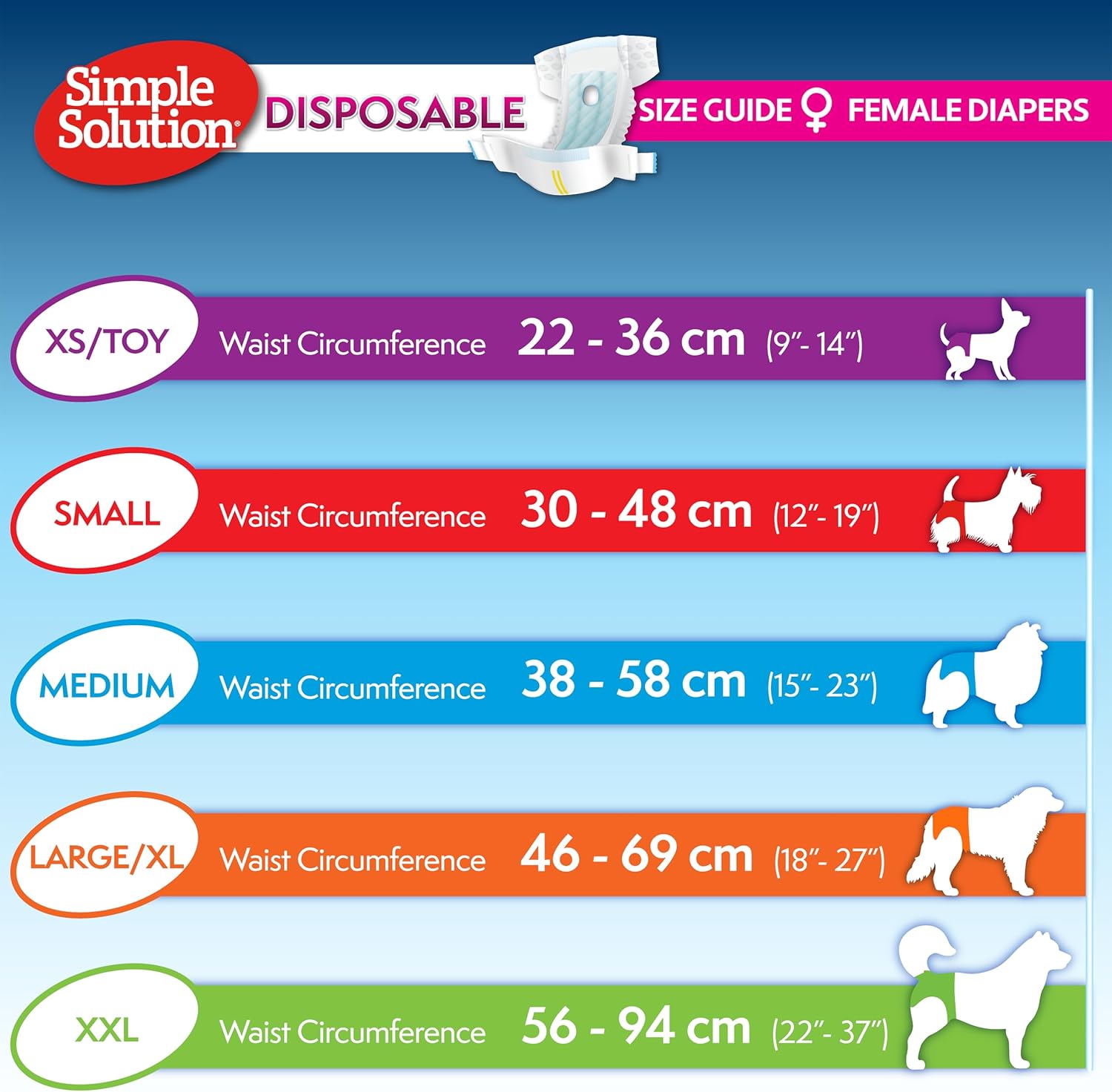 Thumbnail 4 de Simple Solution Nuovi ‘True Fit’ Pannolini Monuso per Cani Femmina con Idicatore di Bagnato Piccolo – 12 pezzi