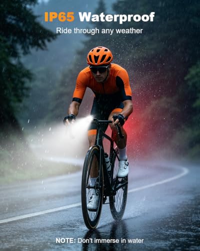 Detalle 2 de Mohard 1200LM Bike Lights with 2 Super Bright LEDs (Front 1200 Lumen, 2600mAh, Rear 350m) with USB-C Rechargeable