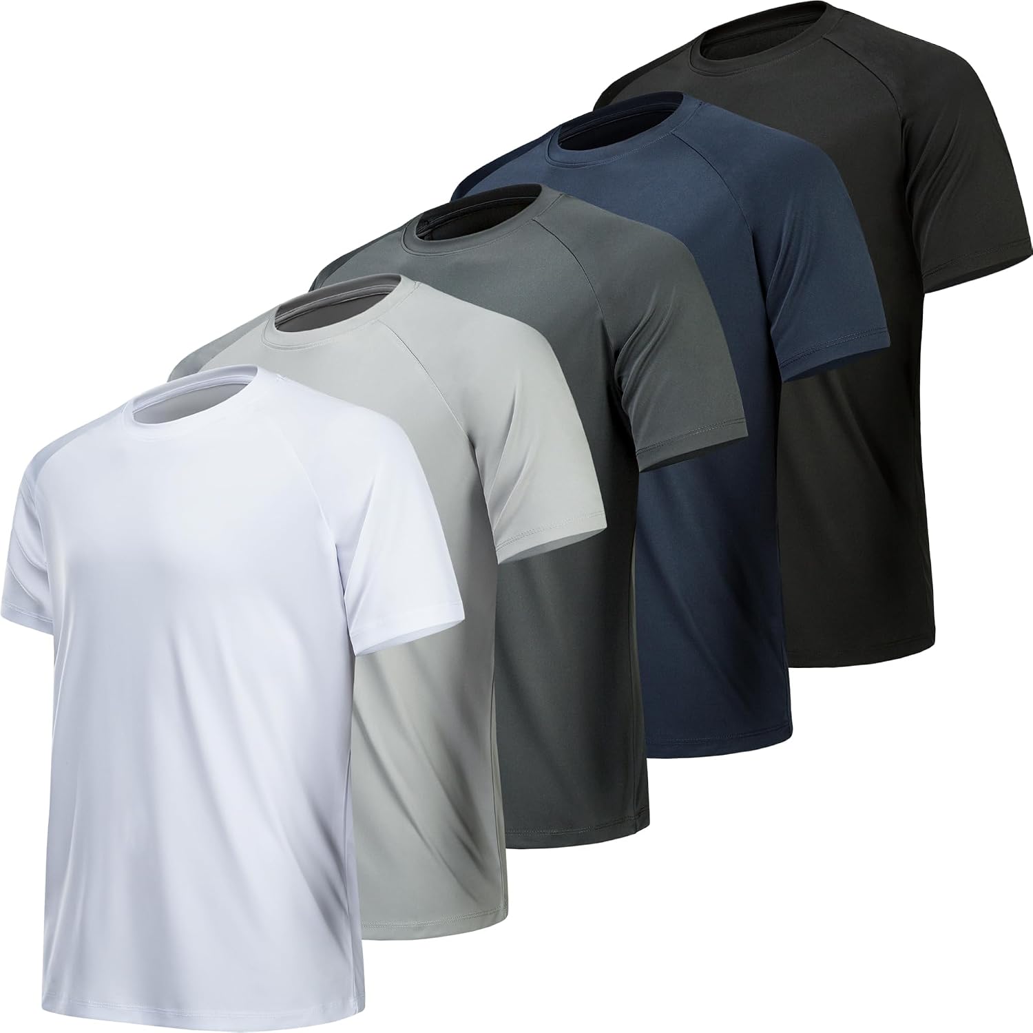Detalle de MLYENX Men's Workout Shirts, Moisture-Wicking 4-Way Stretch Quick-Dry Tees