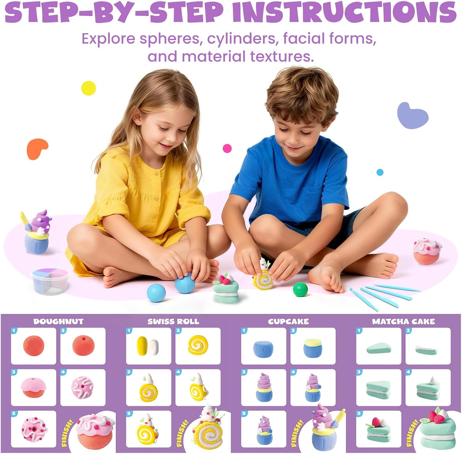 Detalle de JUPITEARTH Air Dry Clay kit, 12 desserts