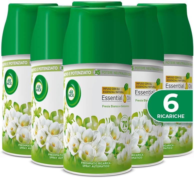 Air Wick Freshmatic Ricariche Fresia Bianca e Gelsomino – Confezione da 6, 250 ml