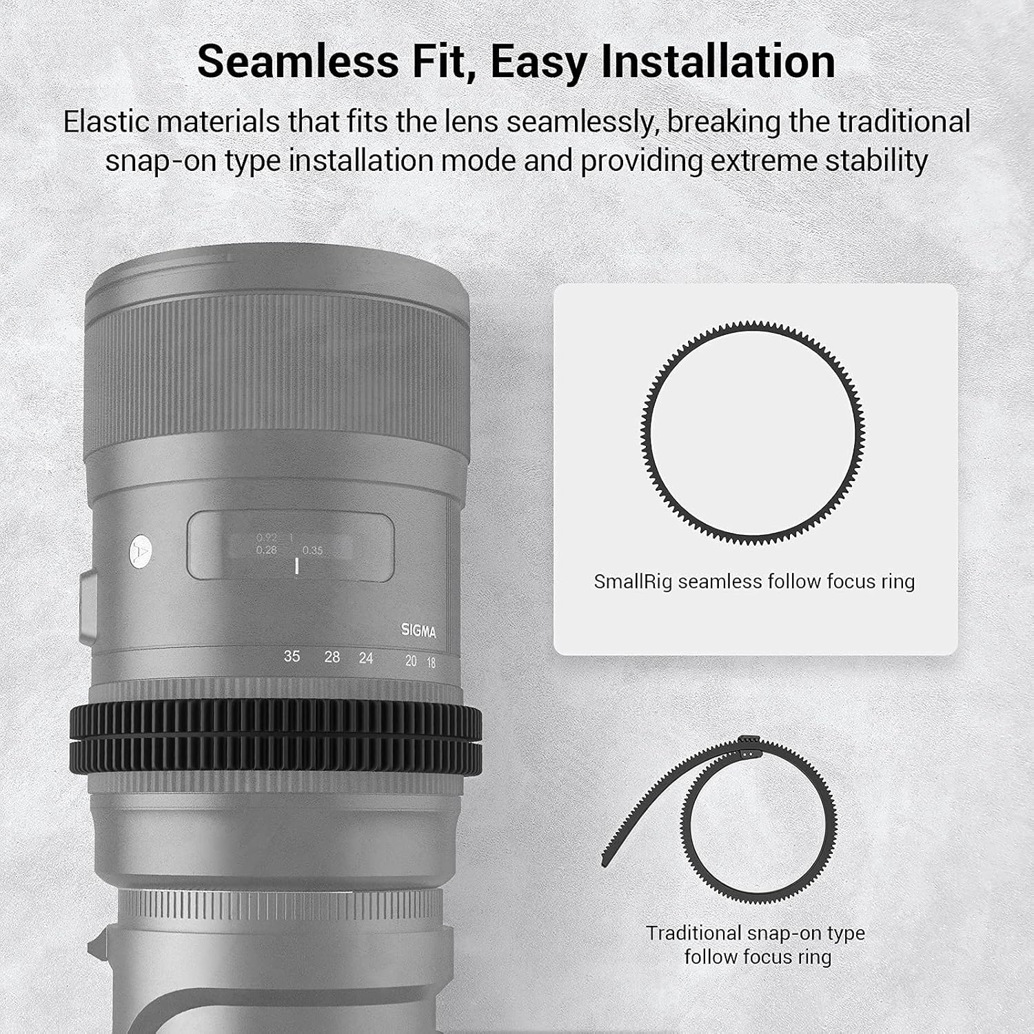 Thumbnail 3 de SMALLRIG Nahtloser Fokus-Zahnrad-Ring für Follow Focus 360° Rotation (3294, 75–77 mm)
