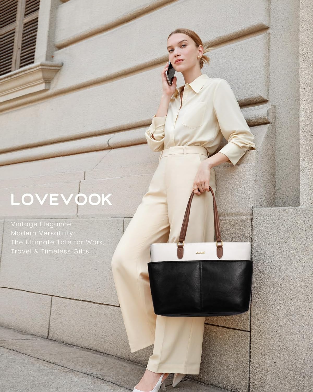 Detalle 2 de LOVEVOOK Laptop Handbags for Women: Large Tote with 11 Pockets and Vegan Leather