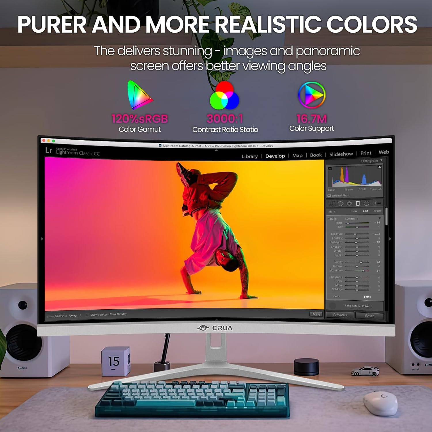 Detalle de CRUA 27" Curved White Monitor 100Hz
