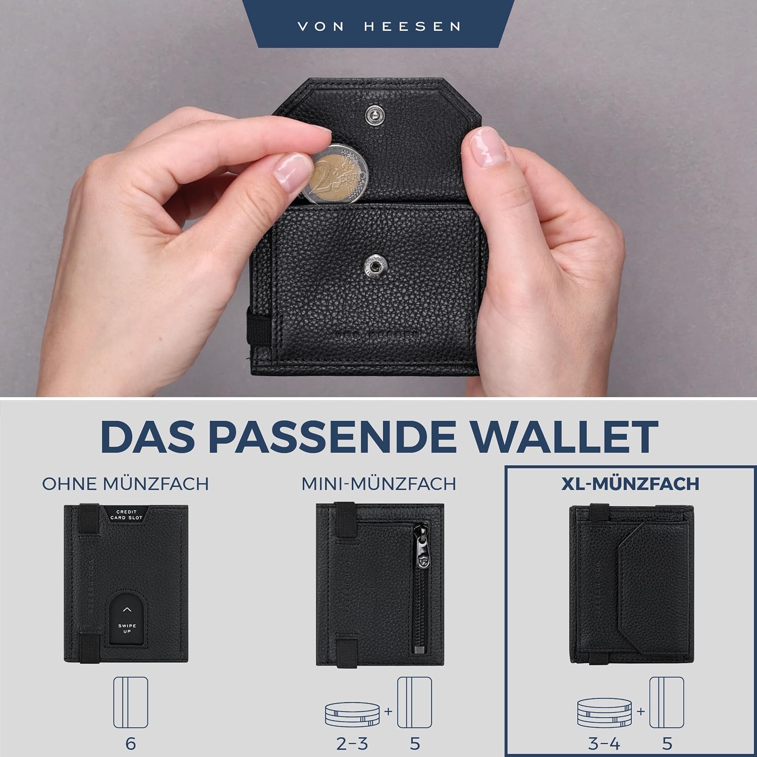 Detalle 2 de VON HEESEN Slim Wallet mit 5 Kartenfächern