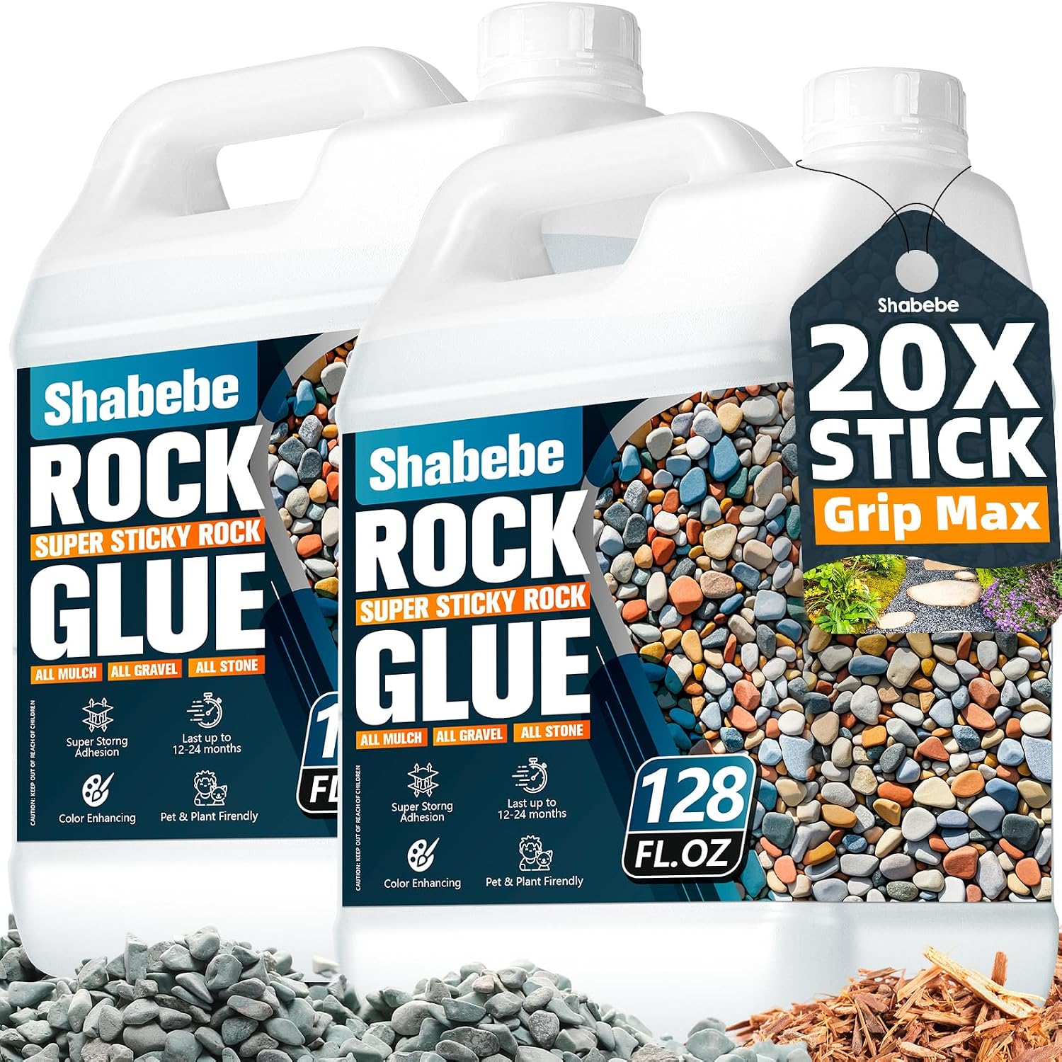 Detalle de Shabebe Rock Glue for Landscaping, 2-Gallon Gravel and Mulch Binder