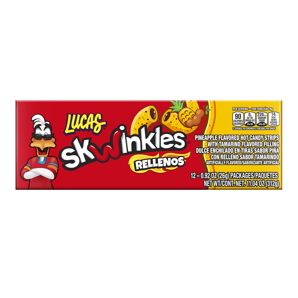 Detalle de Lucas Skwinkles 10284692 Pineapple-Tamarind Filled Candy Strips, 12 Pieces