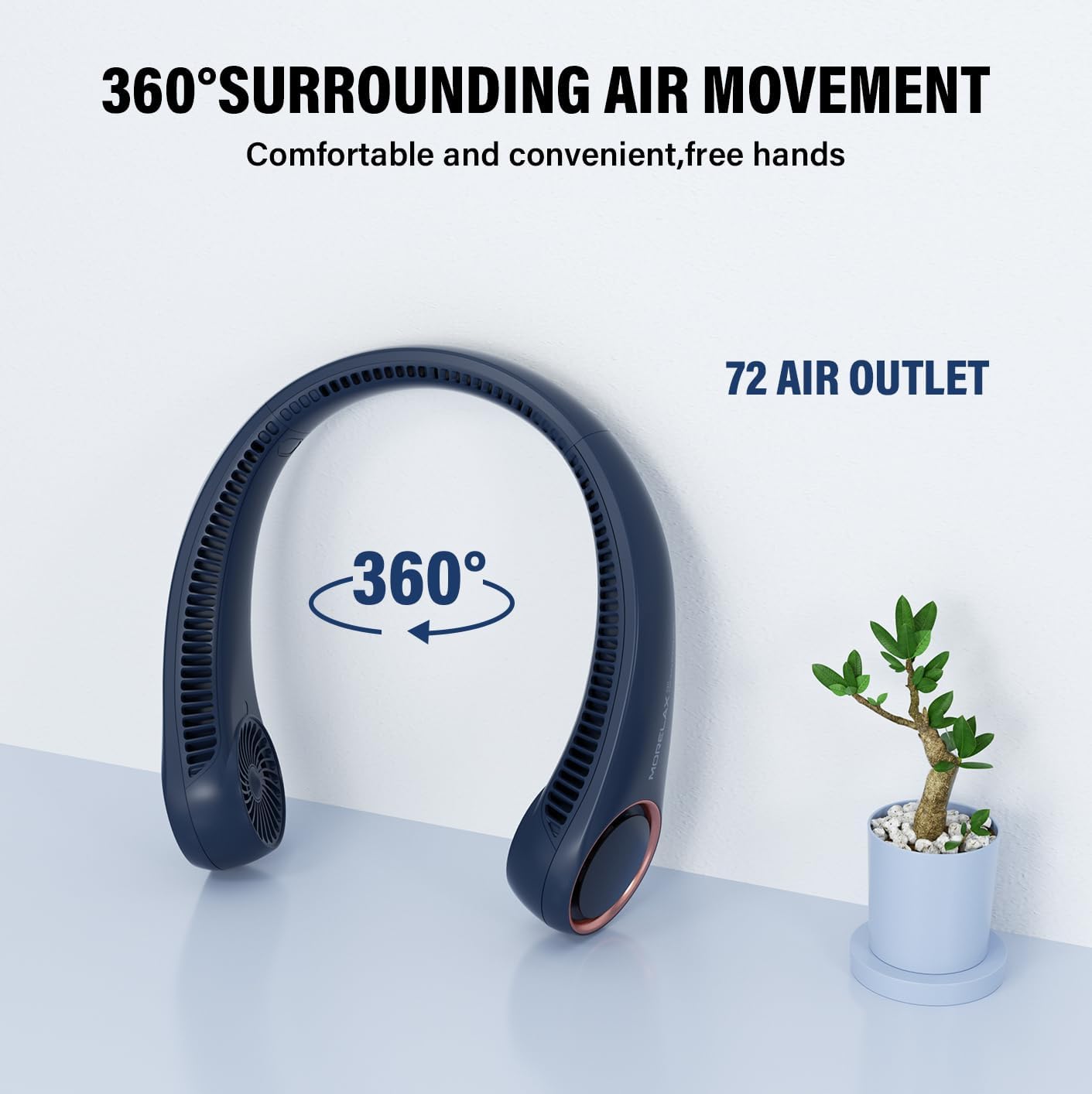 Thumbnail 1 de Morelax Neck Fan: USB Rechargeable, Hands-Free Bladeless Personal Cooling