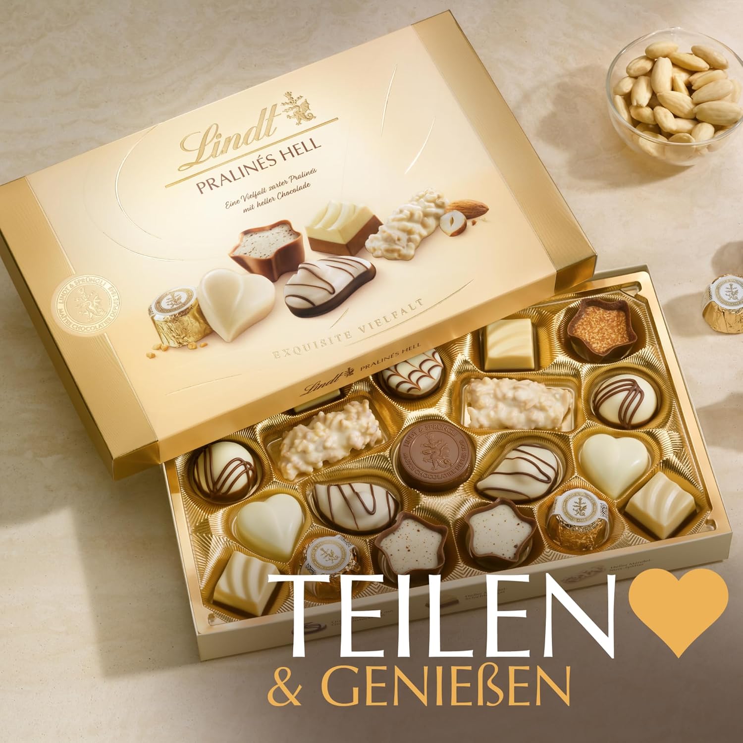 Detalle de Lindt Pralinés Für Kenner Hell Schachtel – 200 g, 20 Pralinen in 10 hellen Sorten