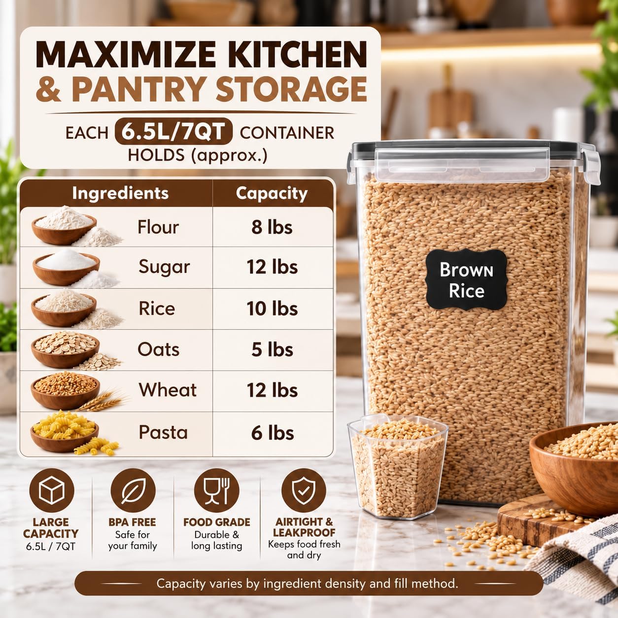 Detalle de WHITE FEATHER SUPPLIES 6.5L Food Storage Containers 🍱