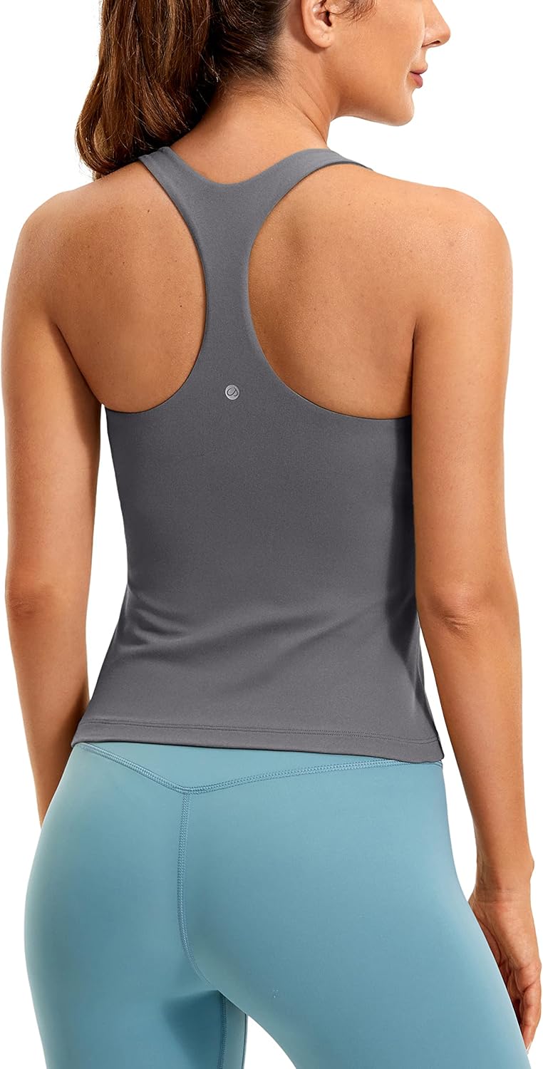 Detalle de CRZ YOGA Women's Butterluxe Workout Tank with Built‑in Bra Racerback