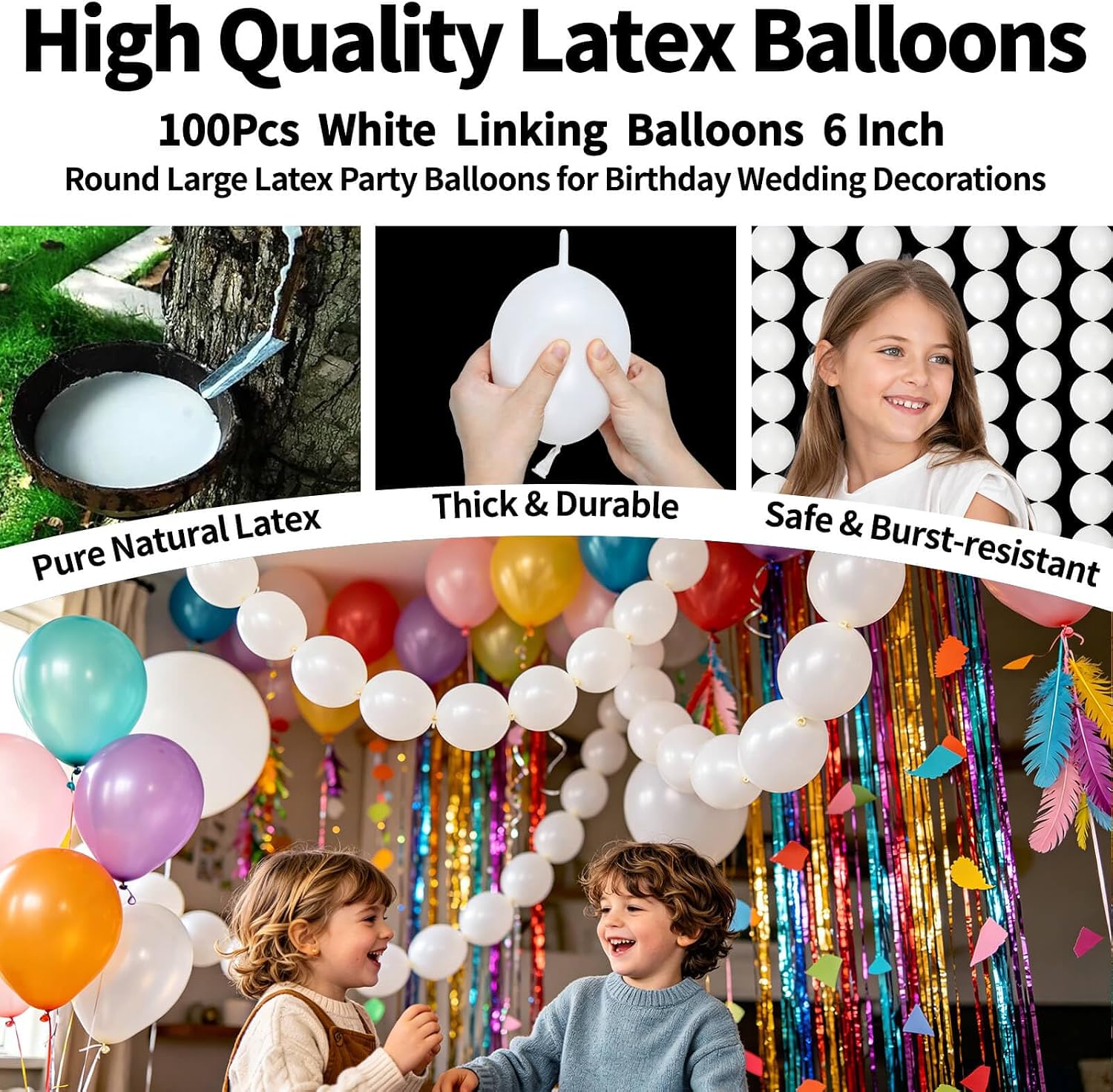 Detalle de White Linking Balloons, 5-Inch