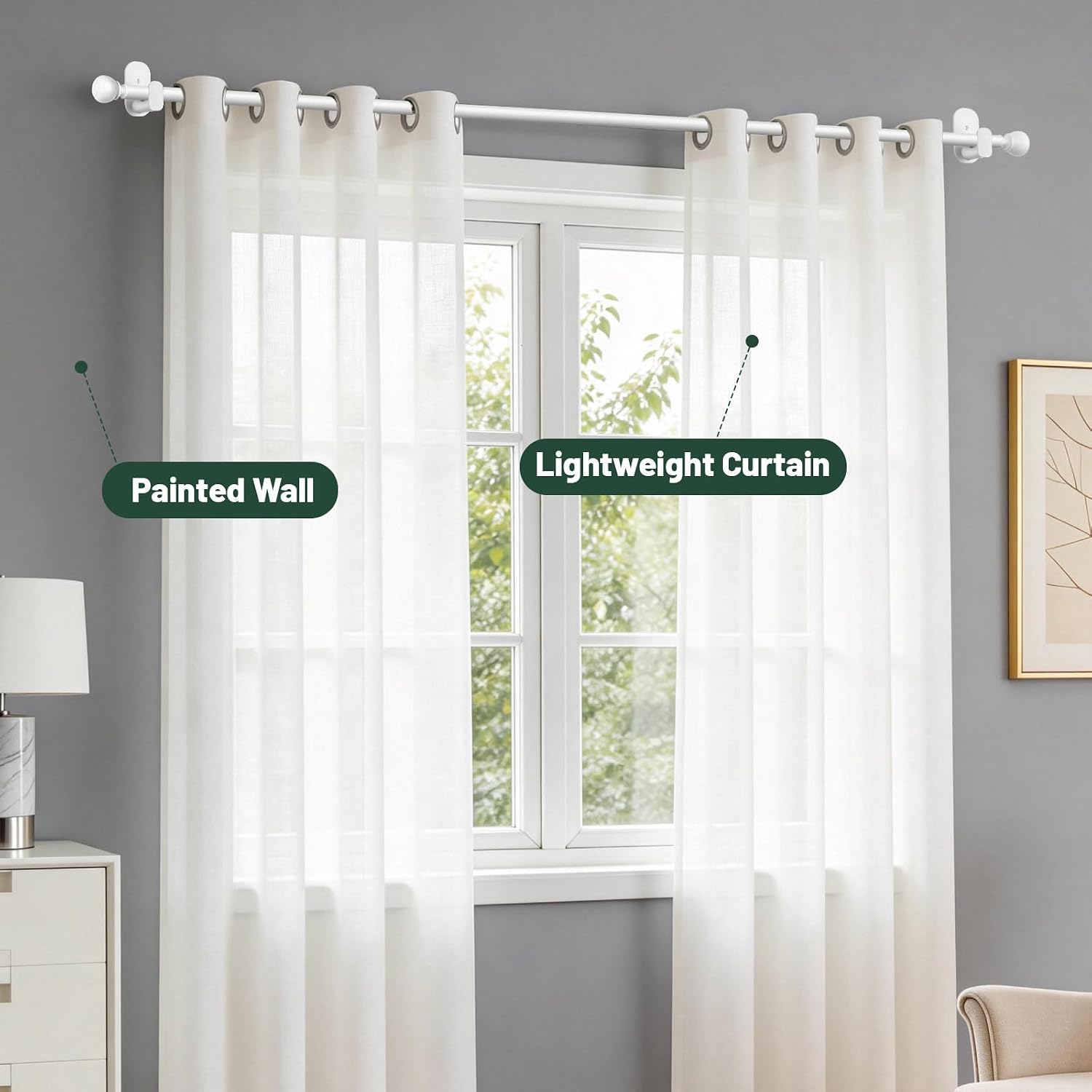 Detalle de USFOOK Adhesive Curtain Rod, 32 to 58 Inches