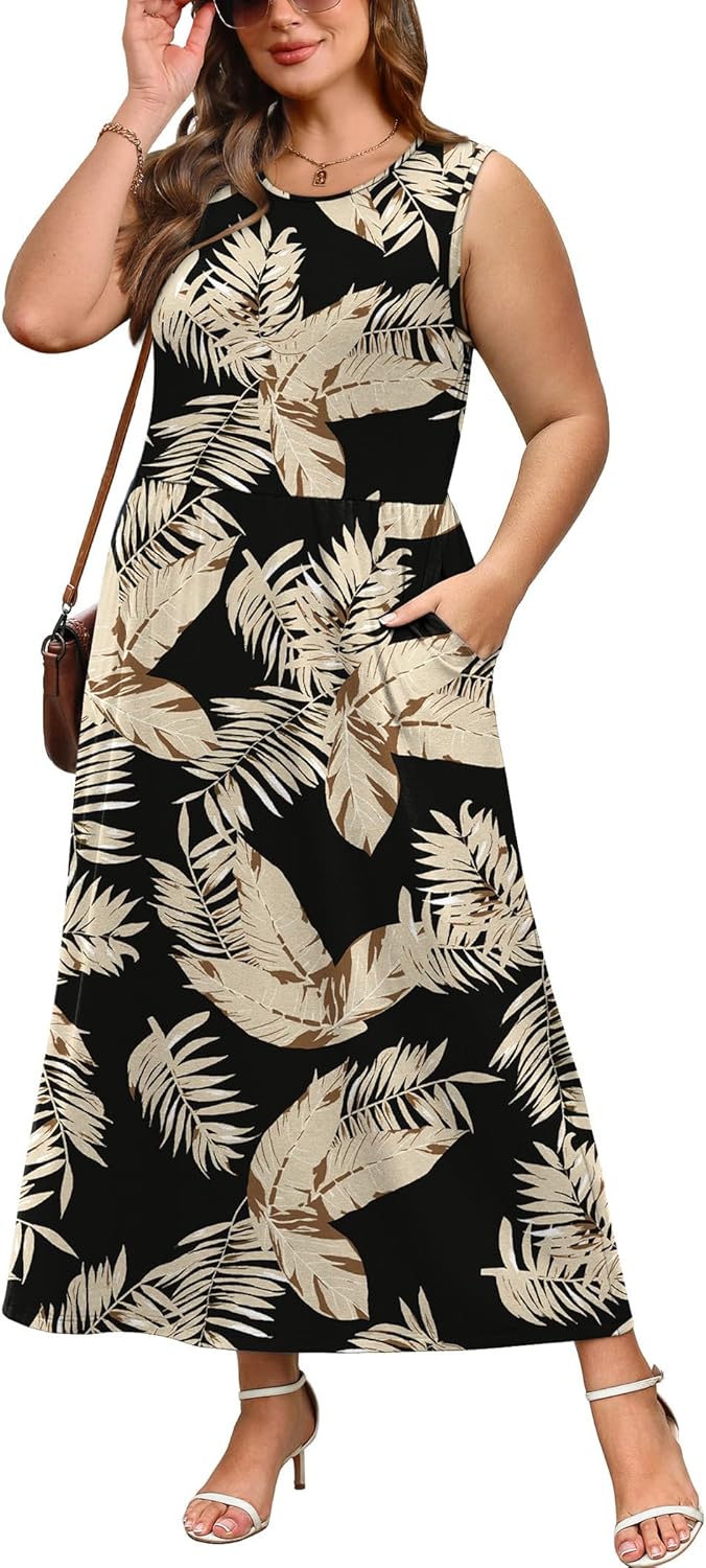 Thumbnail 3 de WIHOLL Summer Dresses for Women 2026 Maxi Dress with Pockets — Flowy A-Line Sleeveless Sundress