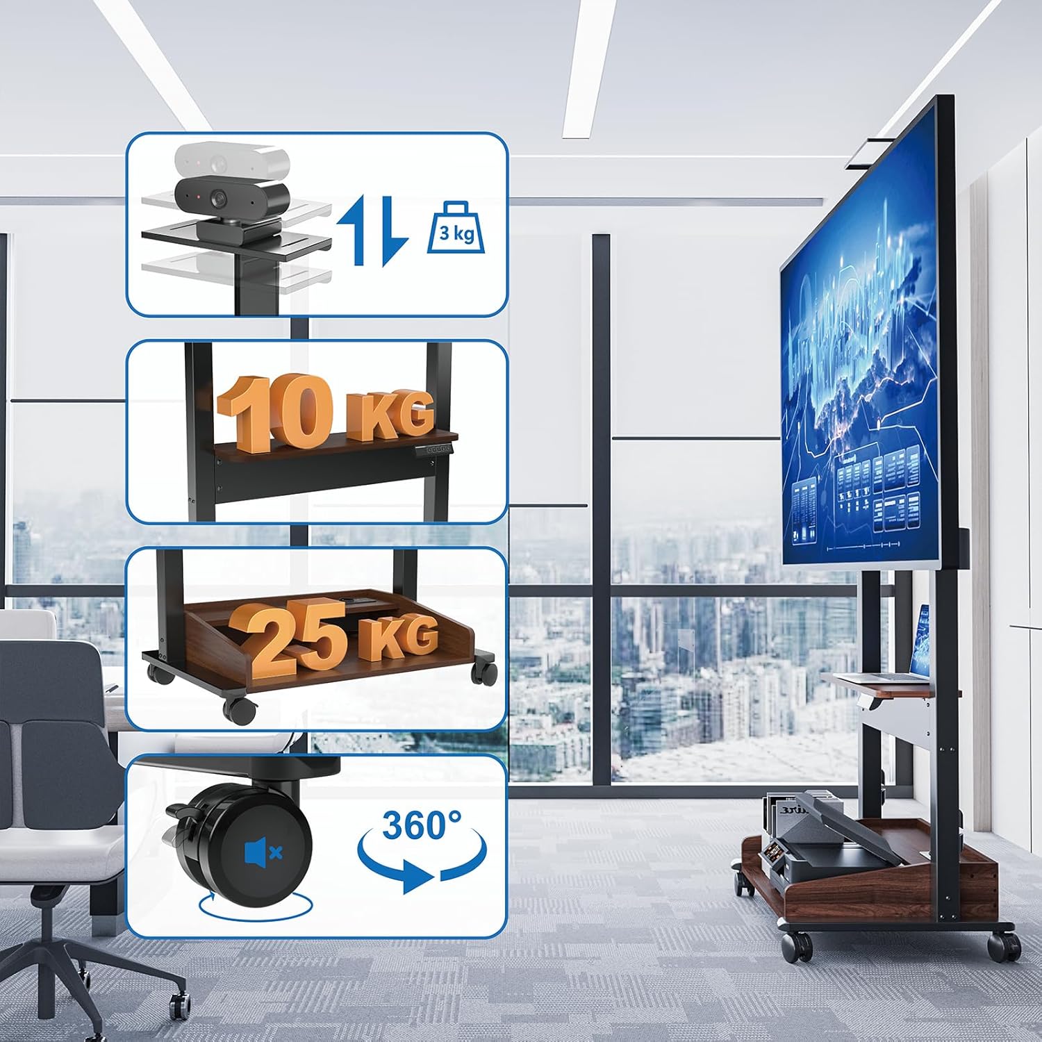 Thumbnail 3 de DQ TV Lift électrique pour meuble TV (37 à 85 pouces) avec commande et charge jusqu’à 70 kg, hauteur réglable